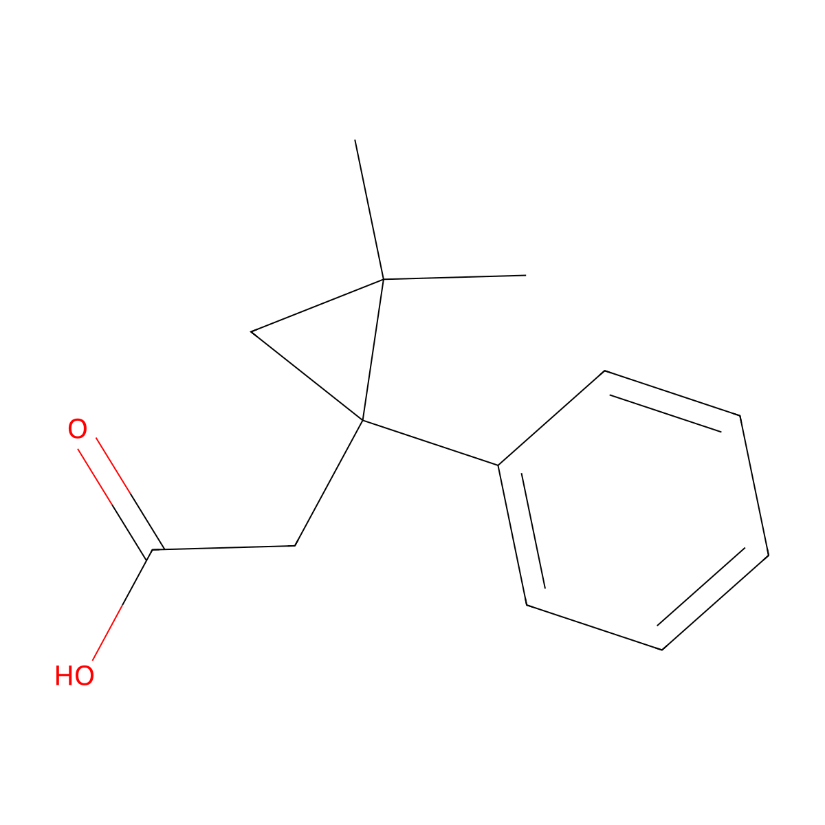 2-(2,2-Dimethyl-1-phenylcyclopropyl)acetic acid molecular structure, CAS 1530904-01-8