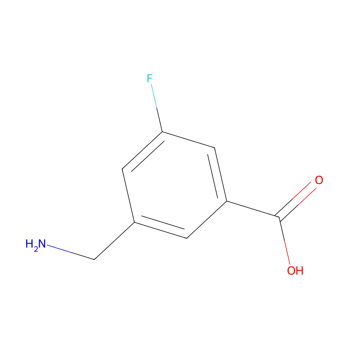 3-(Aminomethyl)-5-fluorobenzoic acid molecular structure, CAS 1530915-48-0