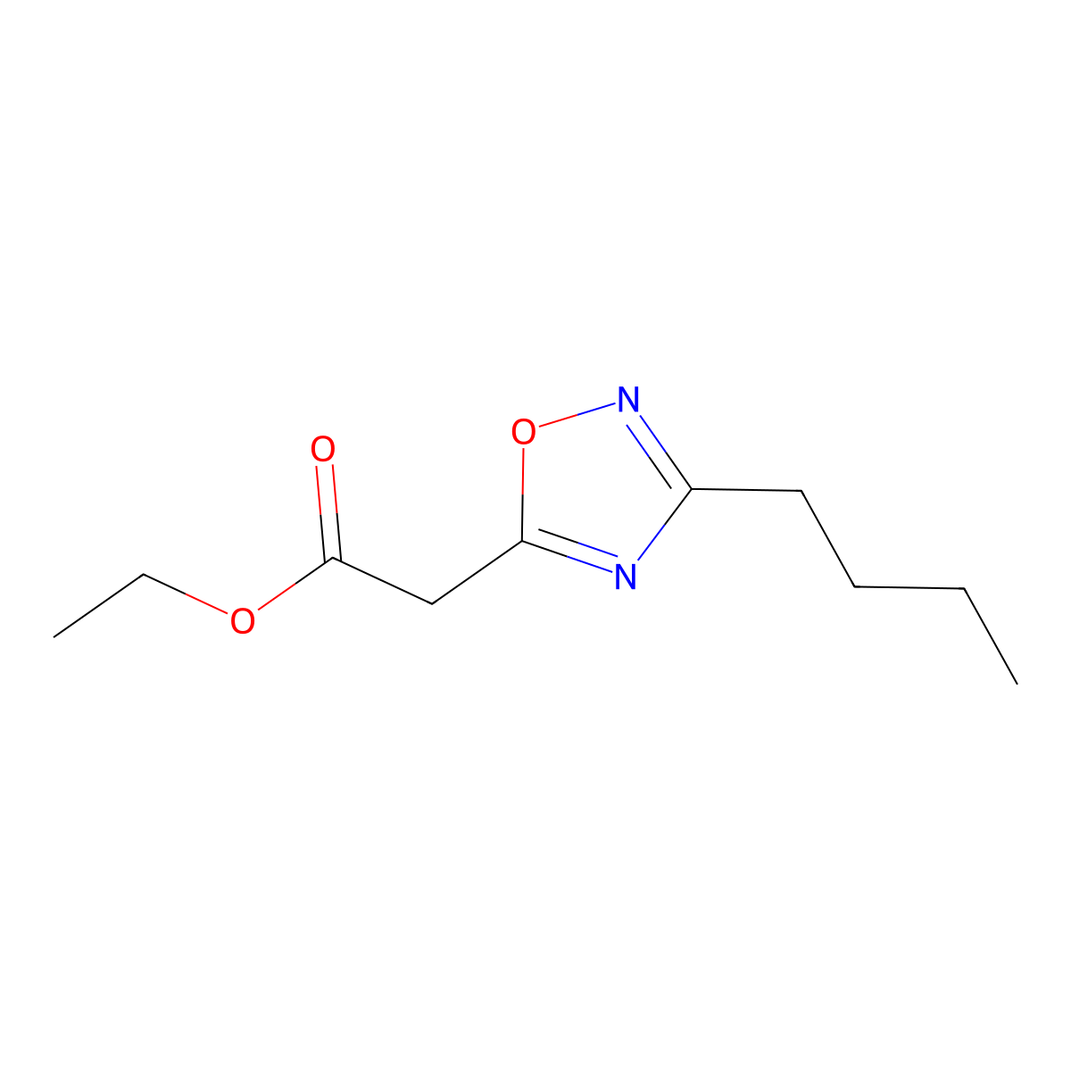 Ethyl 2-(3-butyl-1,2,4-oxadiazol-5-yl)acetate molecular structure, CAS 1530960-87-2