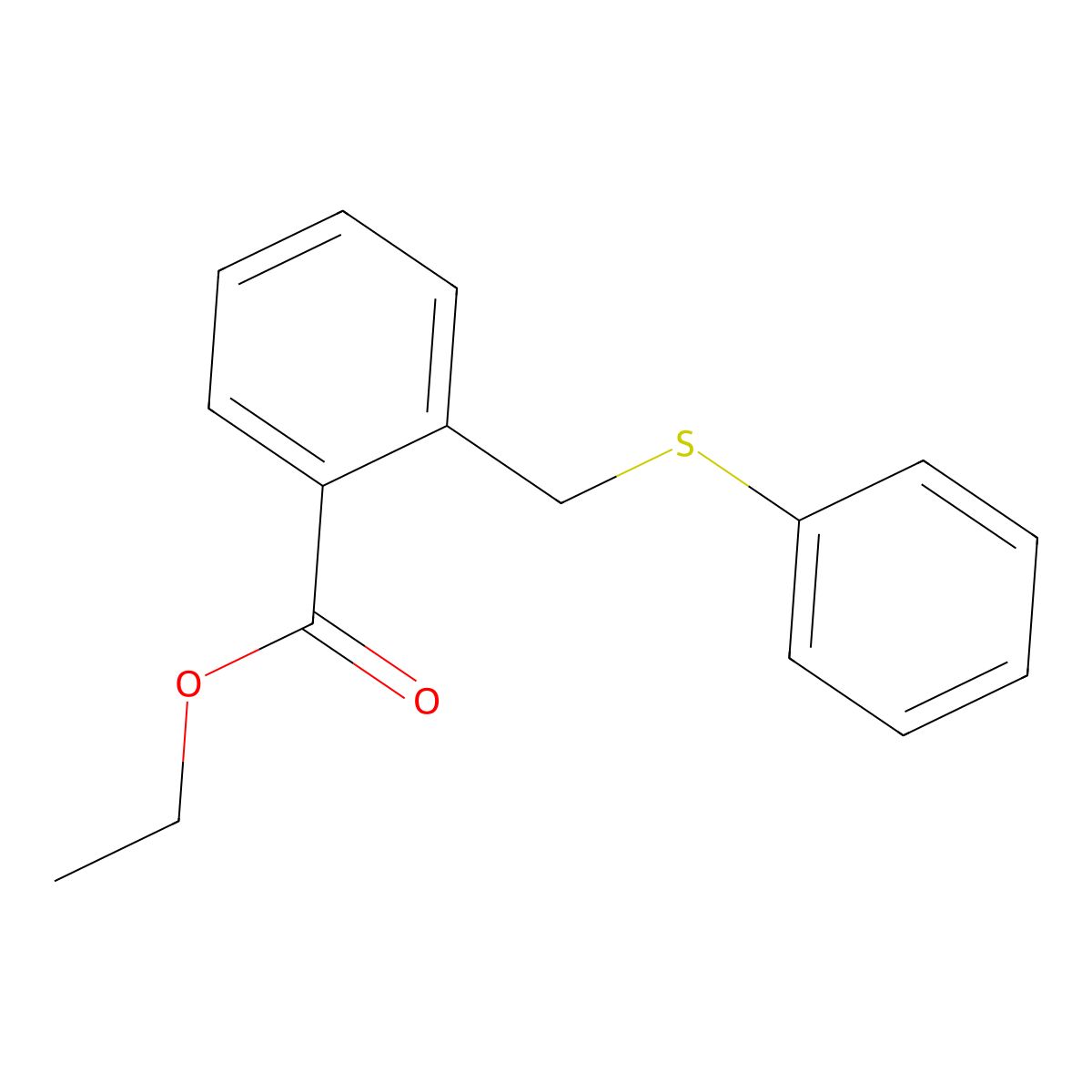 Ethyl 2-[(phenylsulfanyl)methyl]benzoate molecular structure, CAS 1531-79-9