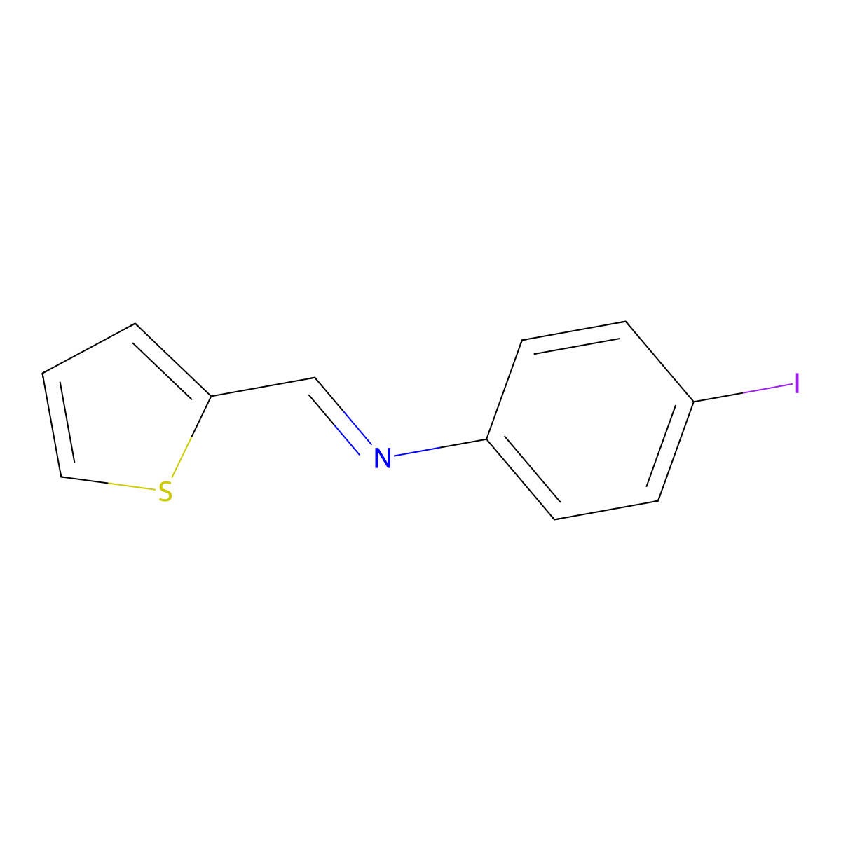 Benzenamine, 4-iodo-N-(2-thienylmethylene)- molecular structure, CAS 15310-76-6