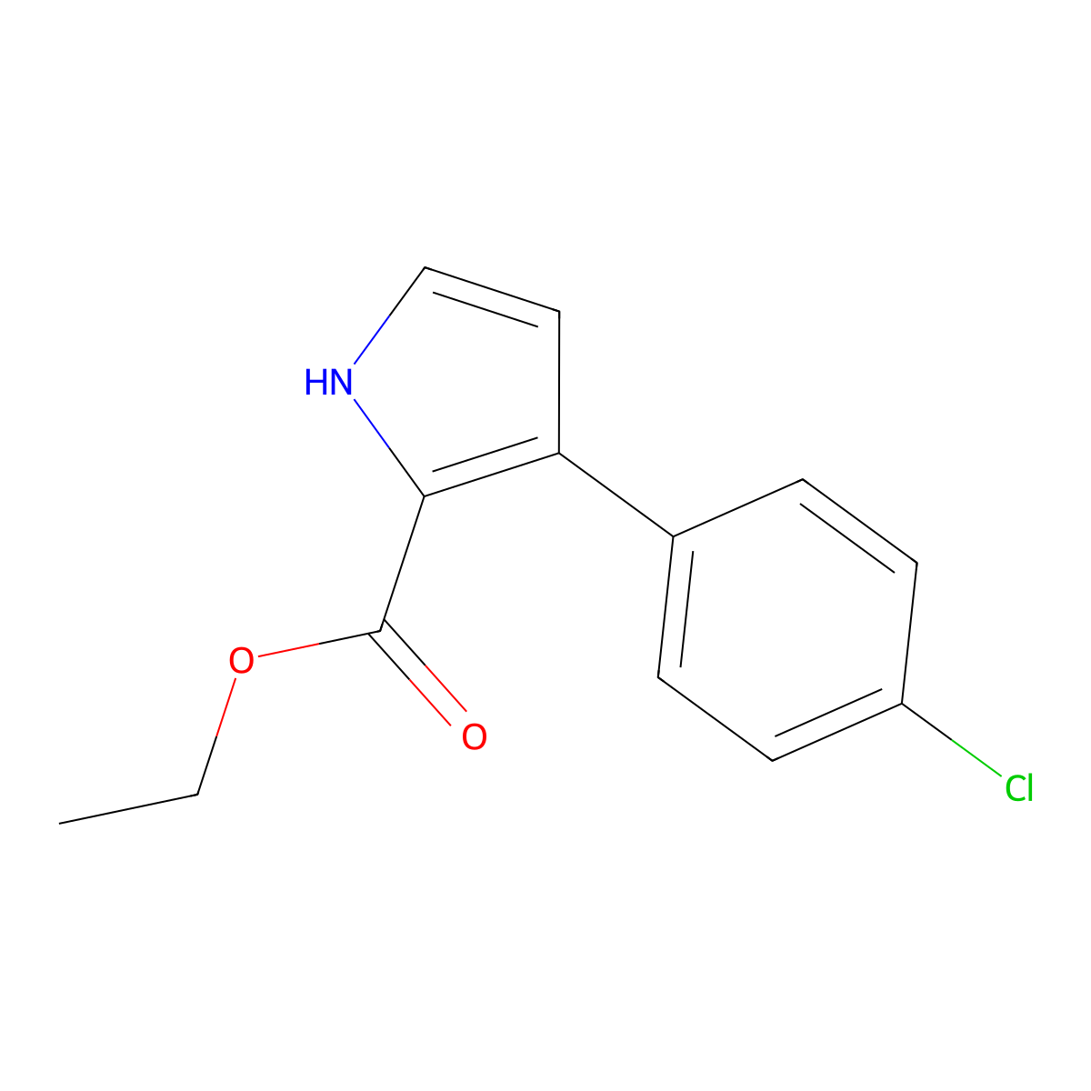Ethyl 3-(4-chlorophenyl)-1H-pyrrole-2-carboxylate molecular structure, CAS 1531009-49-0