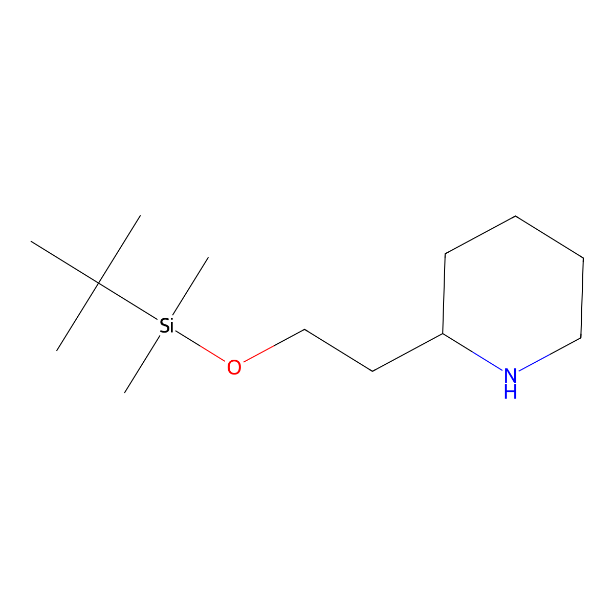 Piperidine, 2-[2-[[(1,1-dimethylethyl)dimethylsilyl]oxy]ethyl]- molecular structure, CAS 153108-62-4