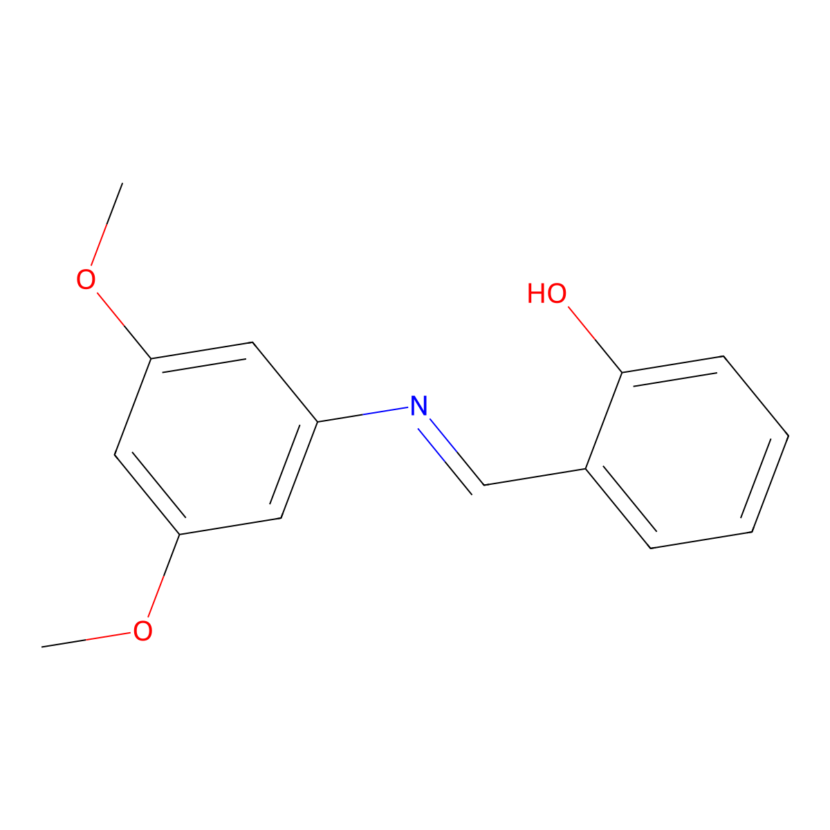 2-{(E)-[(3,5-dimethoxyphenyl)imino]methyl}phenol molecular structure, CAS 153109-84-3