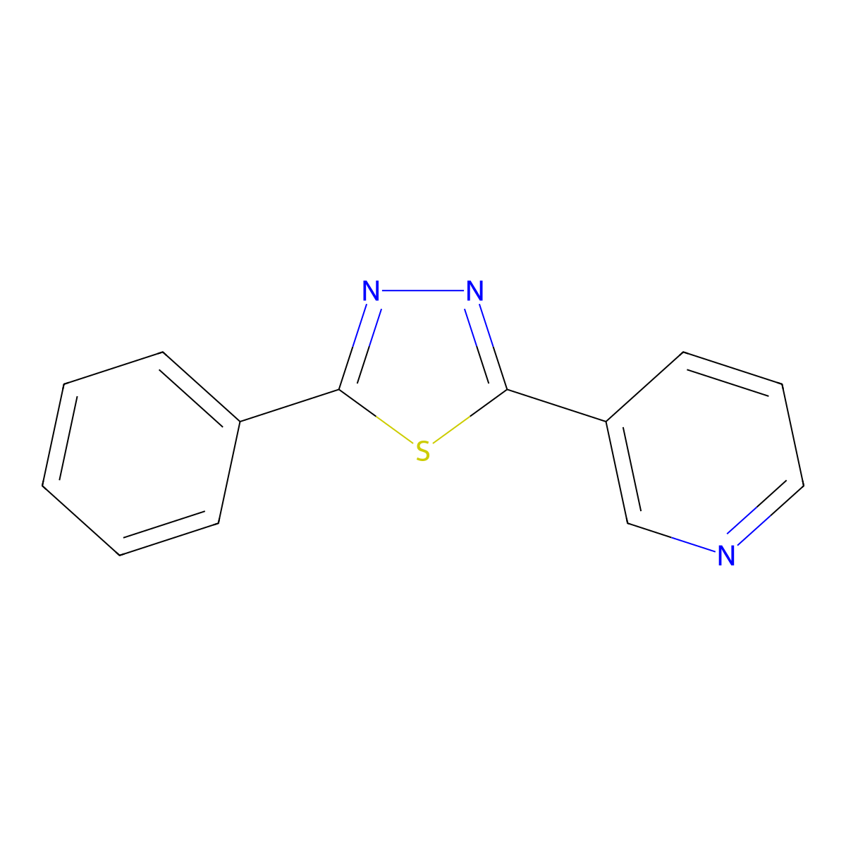 Pyridine, 3-(5-phenyl-1,3,4-thiadiazol-2-yl)- molecular structure, CAS 15311-10-1