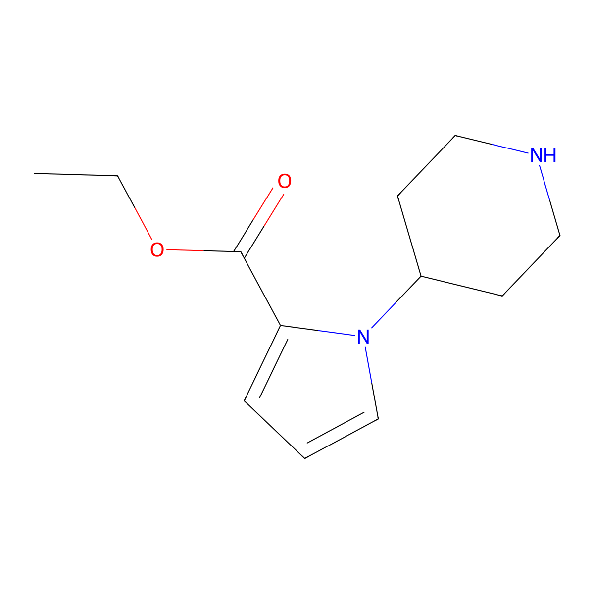 ethyl 1-(piperidin-4-yl)-1H-pyrrole-2-carboxylate molecular structure, CAS 1531141-17-9