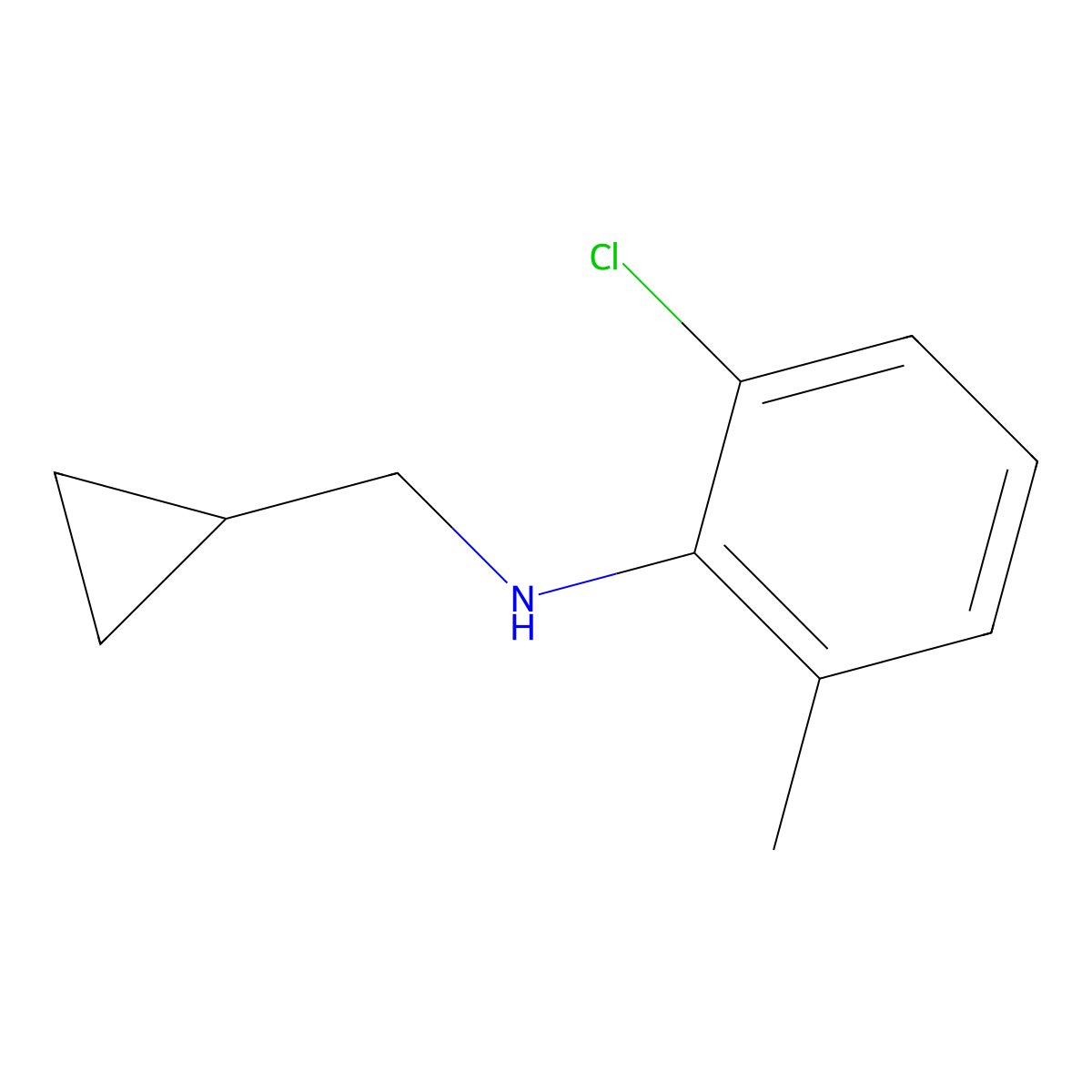 2-chloro-N-(cyclopropylmethyl)-6-methylaniline molecular structure, CAS 1531156-27-0