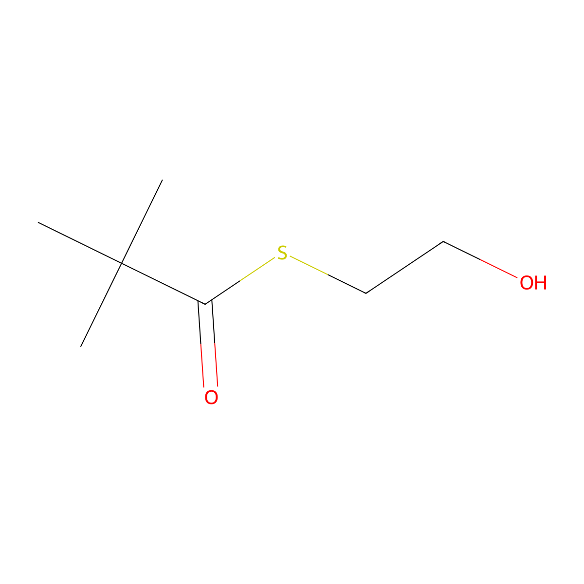 S-(2-Hydroxyethyl) 2,2-dimethylpropanethioate molecular structure, CAS 153121-88-1