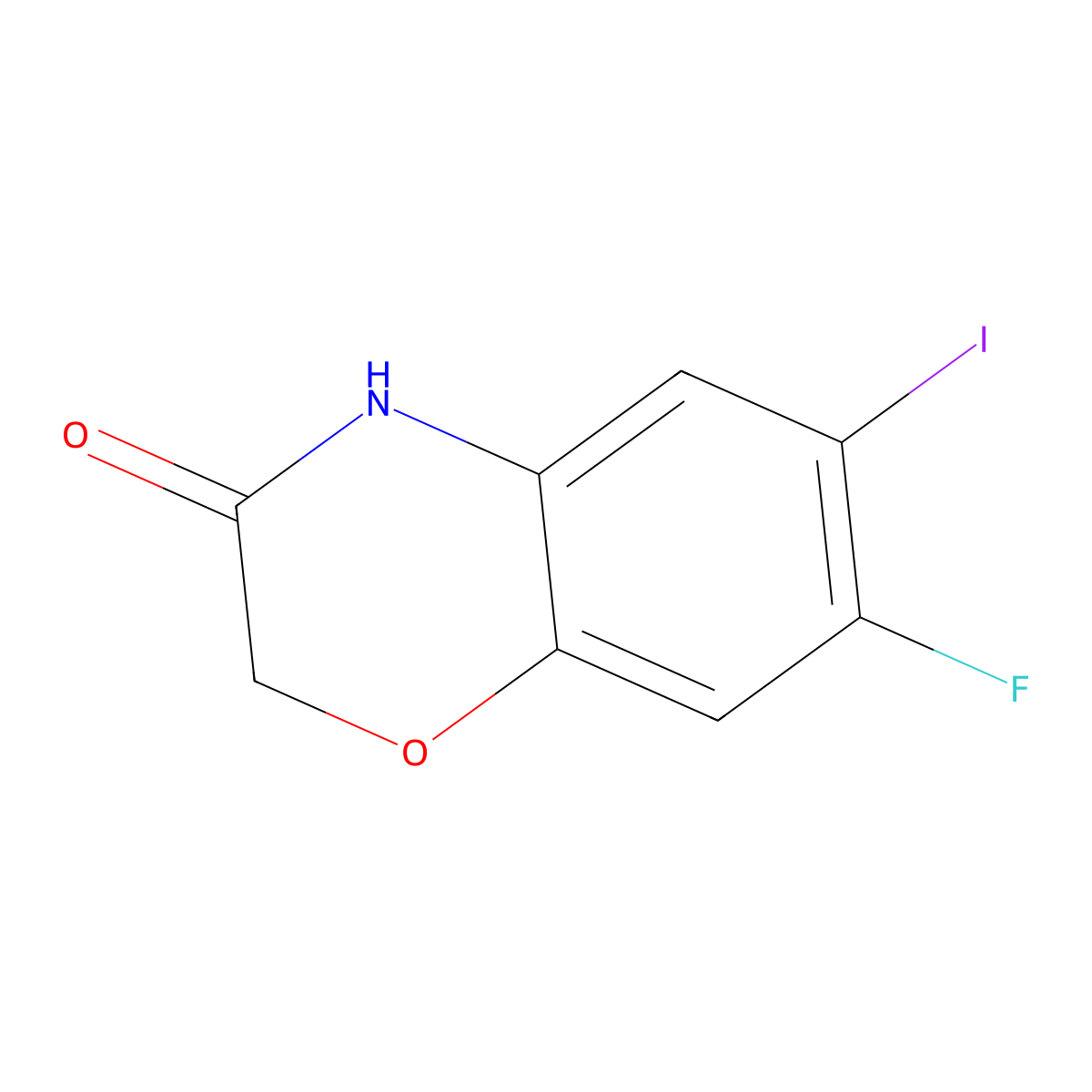 7-fluoro-6-iodo-3,4-dihydro-2H-1,4-benzoxazin-3-one molecular structure, CAS 153122-66-8
