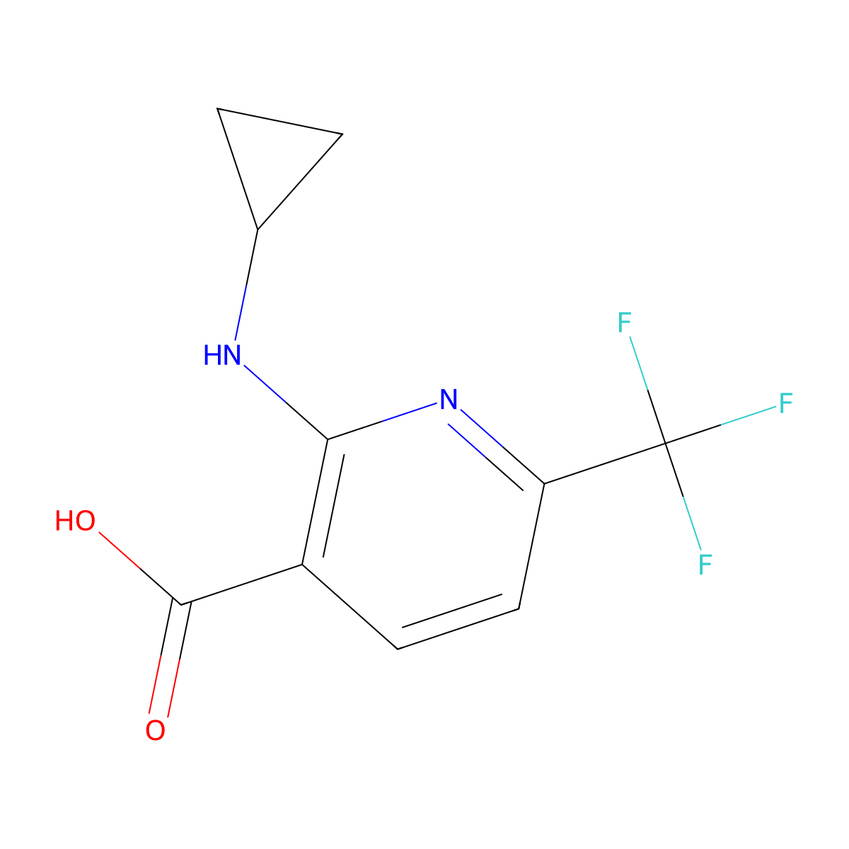 2-(Cyclopropylamino)-6-(trifluoromethyl)nicotinic acid molecular structure, CAS 1531398-84-1