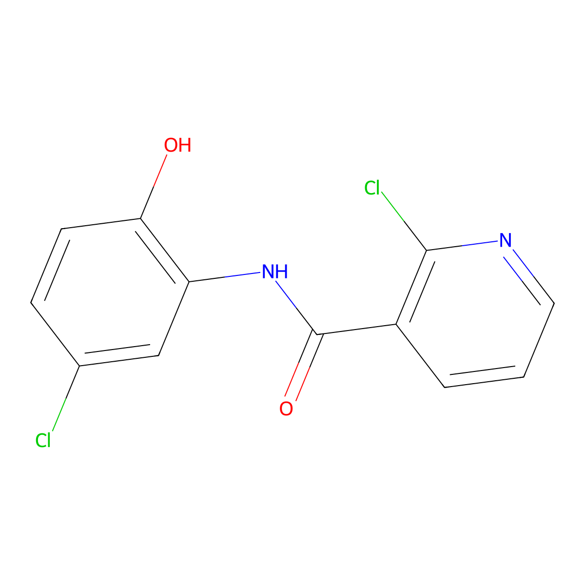 2-chloro-N-(5-chloro-2-hydroxyphenyl)nicotinamide molecular structure, CAS 153144-00-4
