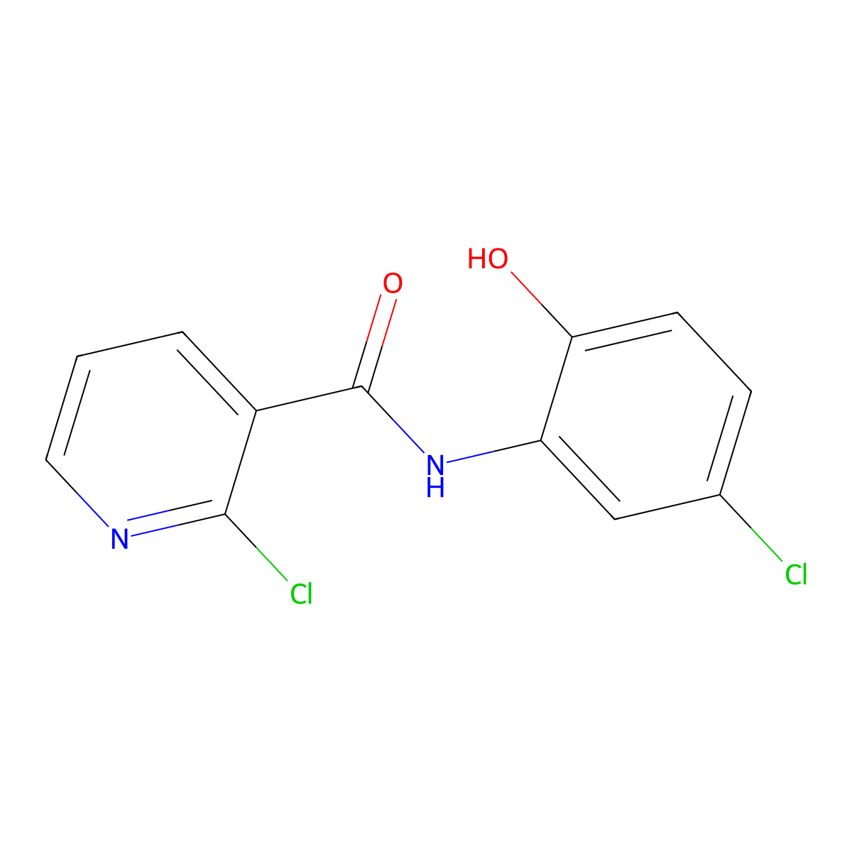 2-chloro-N-(5-chloro-2-hydroxyphenyl)nicotinamide molecular structure, CAS 153144-00-4
