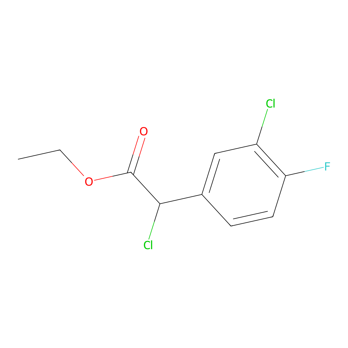 Ethyl 2-chloro-2-(3-chloro-4-fluorophenyl)acetate molecular structure, CAS 1531504-82-1