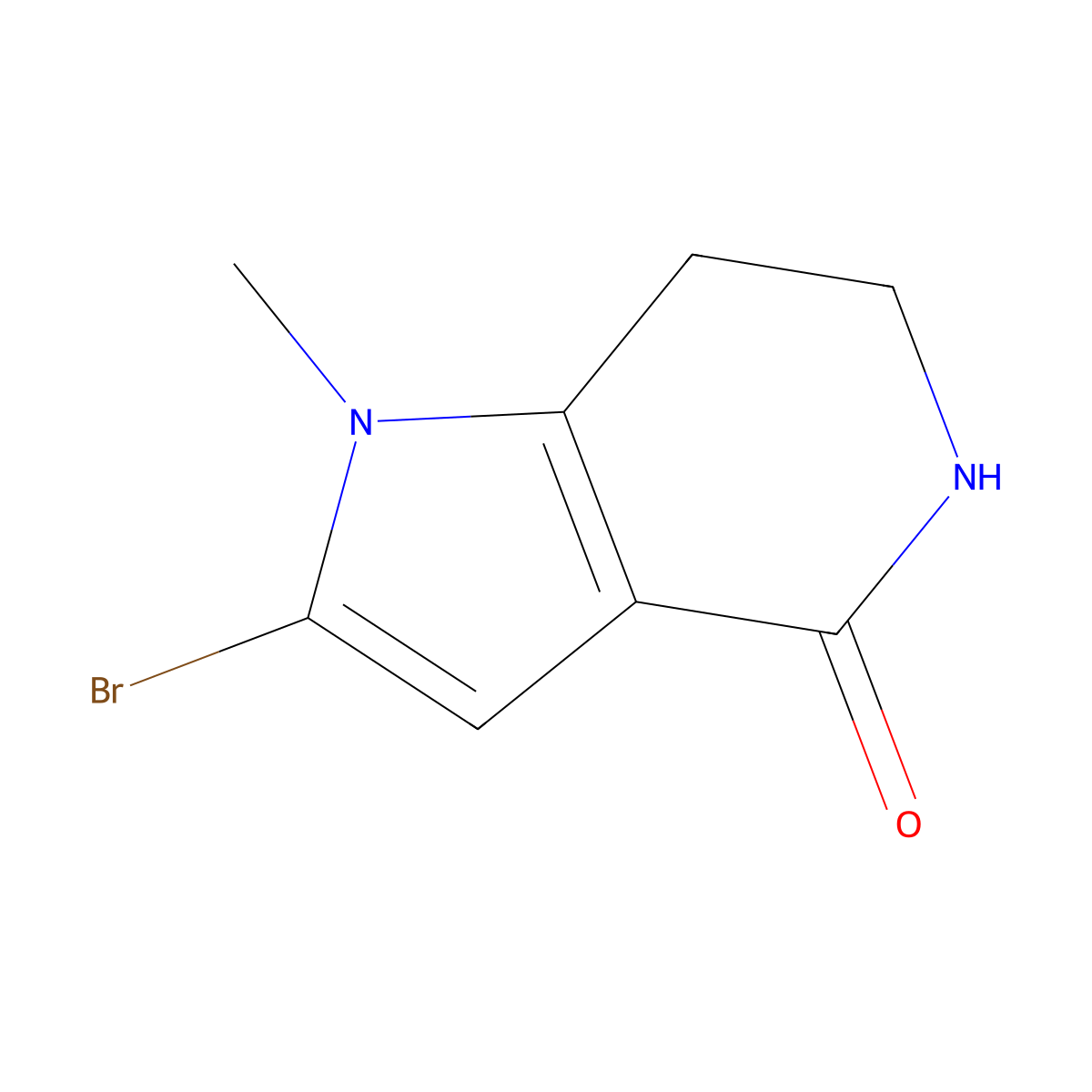 2-bromo-1-methyl-1H,4H,5H,6H,7H-pyrrolo[3,2-c]pyridin-4-one molecular structure, CAS 1531541-40-8