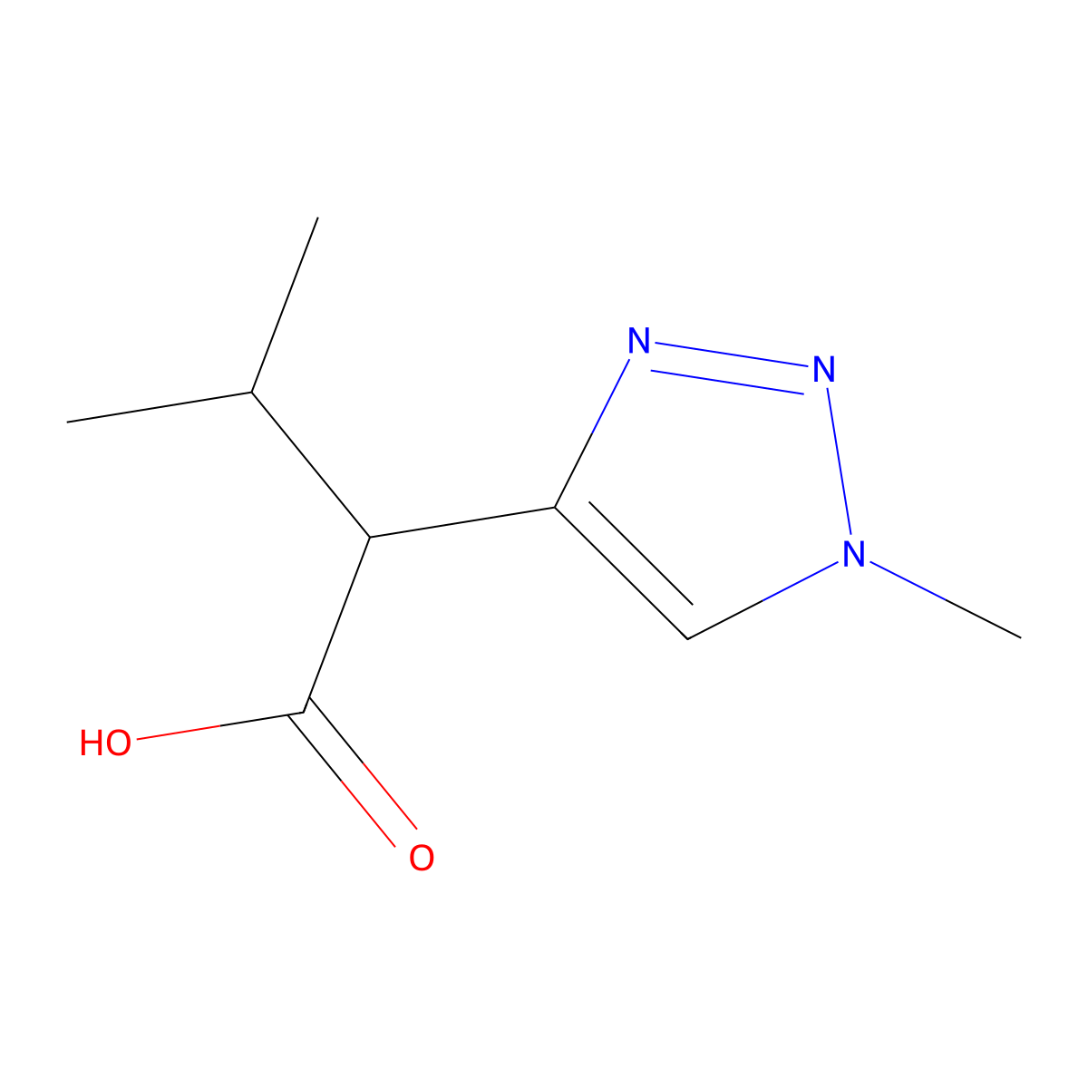 3-Methyl-2-(1-methyl-1H-1,2,3-triazol-4-yl)butanoic acid molecular structure, CAS 1531553-49-7
