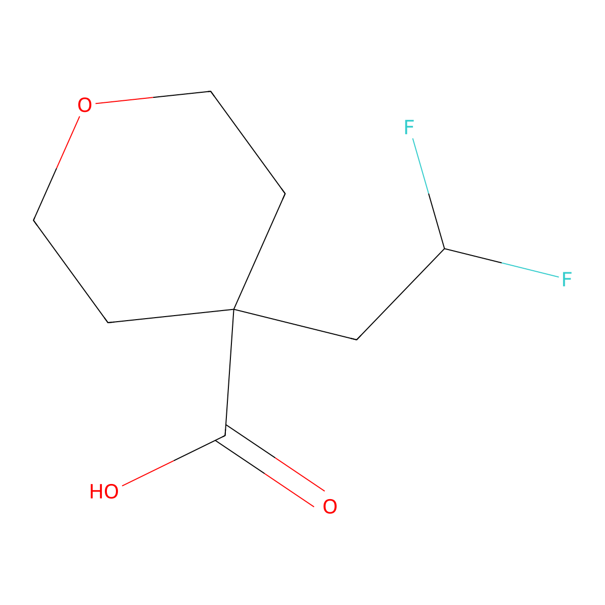 4-(2,2-Difluoroethyl)oxane-4-carboxylic acid molecular structure, CAS 1531573-00-8