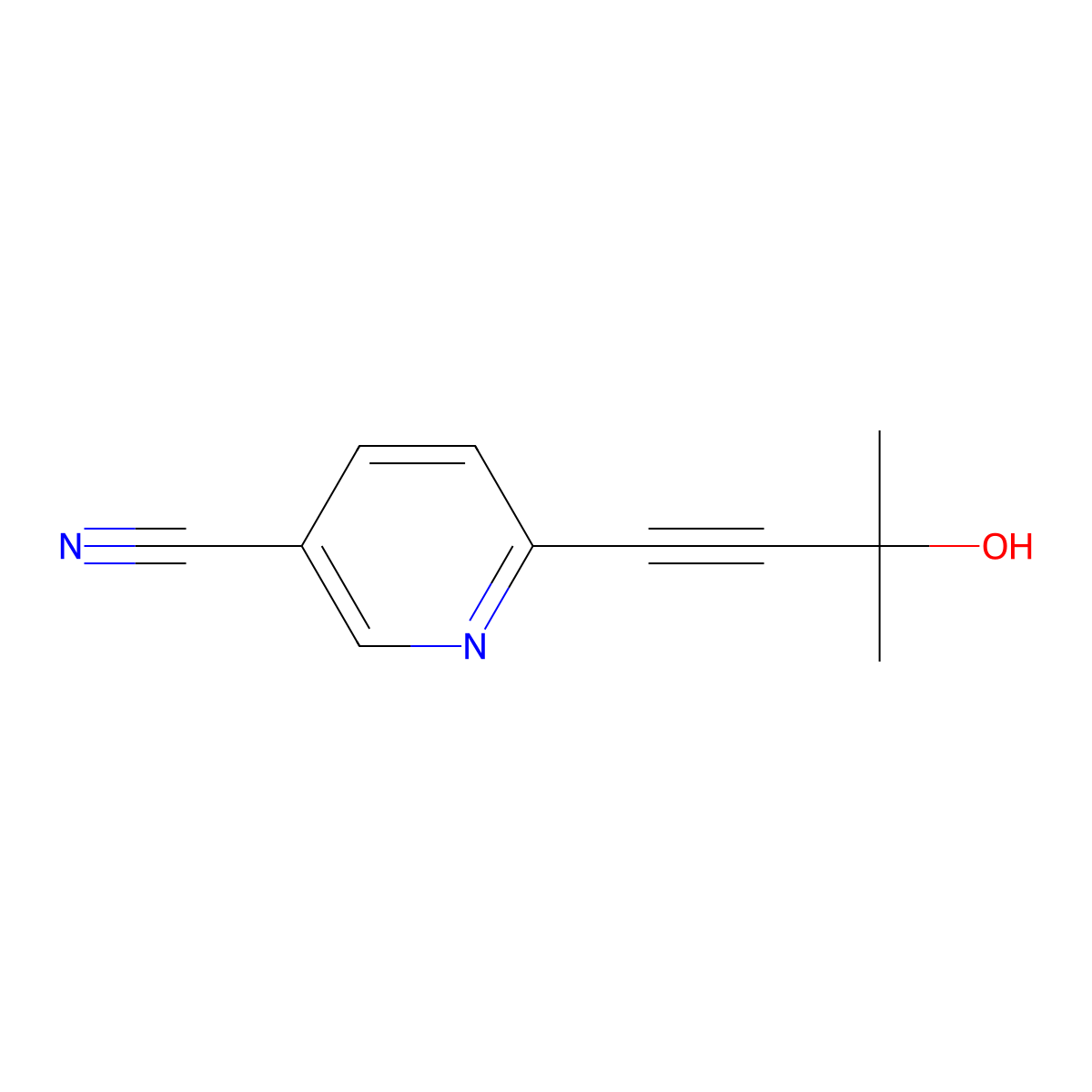 6-(3-Hydroxy-3-methylbut-1-yn-1-yl)pyridine-3-carbonitrile molecular structure, CAS 1531598-53-4