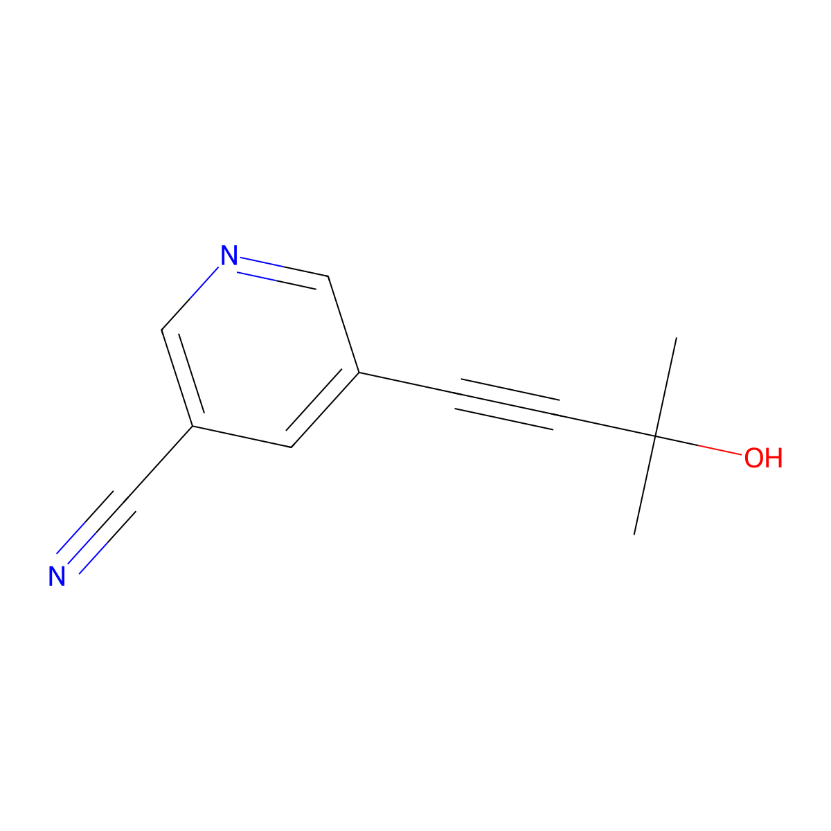 5-(3-Hydroxy-3-methyl-1-butyn-1-yl)-3-pyridinecarbonitrile molecular structure, CAS 1531598-56-7