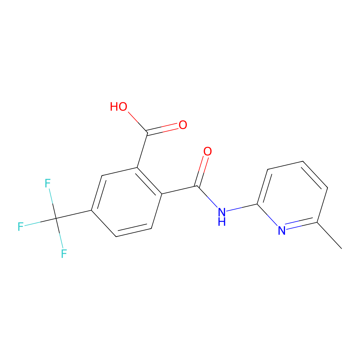 2-((6-Methylpyridin-2-yl)carbamoyl)-5-(trifluoromethyl)benzoic acid molecular structure, CAS 1531634-31-7