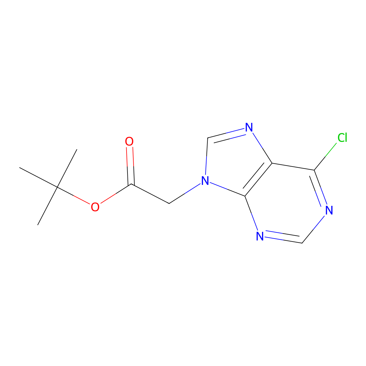 tert-butyl 2-(6-chloro-9H-purin-9-yl)acetate molecular structure, CAS 153164-54-6
