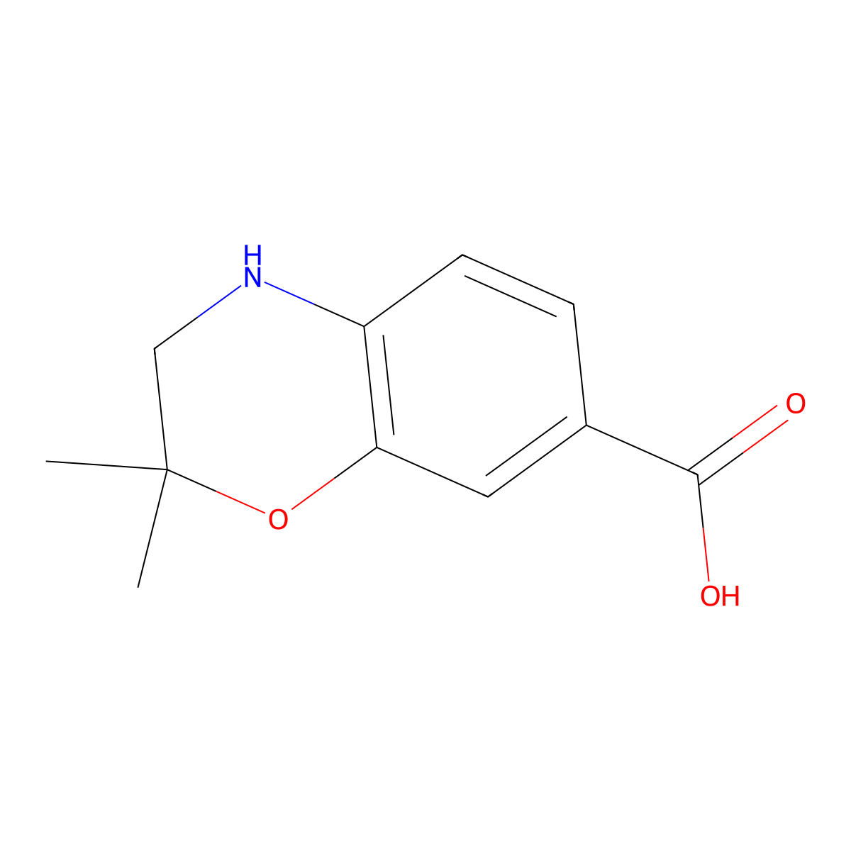 2,2-Dimethyl-3,4-dihydro-2H-benzo[b][1,4]oxazine-7-carboxylic acid molecular structure, CAS 1531666-87-1