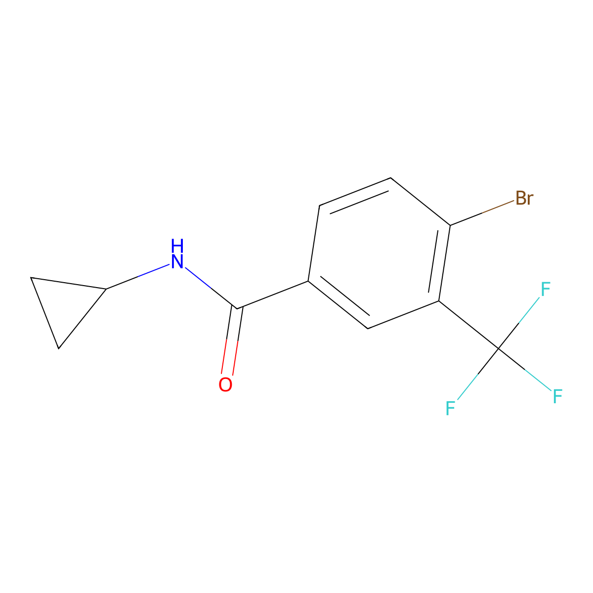 4-Bromo-N-cyclopropyl-3-(trifluoromethyl)benzamide molecular structure, CAS 1531668-14-0