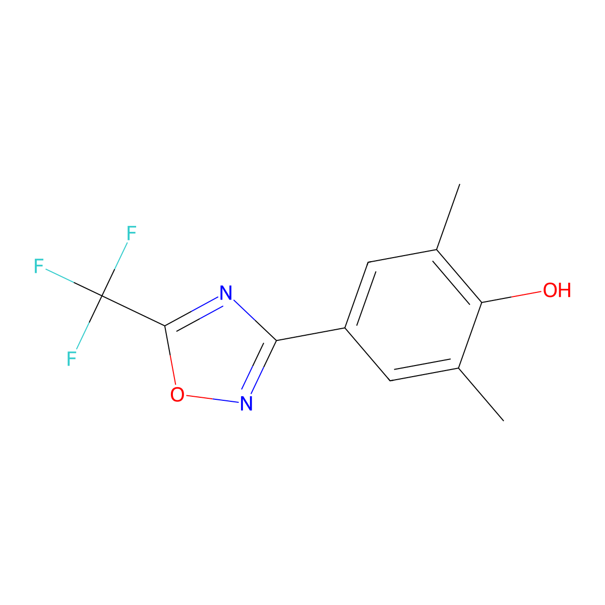 2,6-Dimethyl-4-(5-(trifluoromethyl)-1,2,4-oxadiazol-3-yl)phenol molecular structure, CAS 153168-59-3