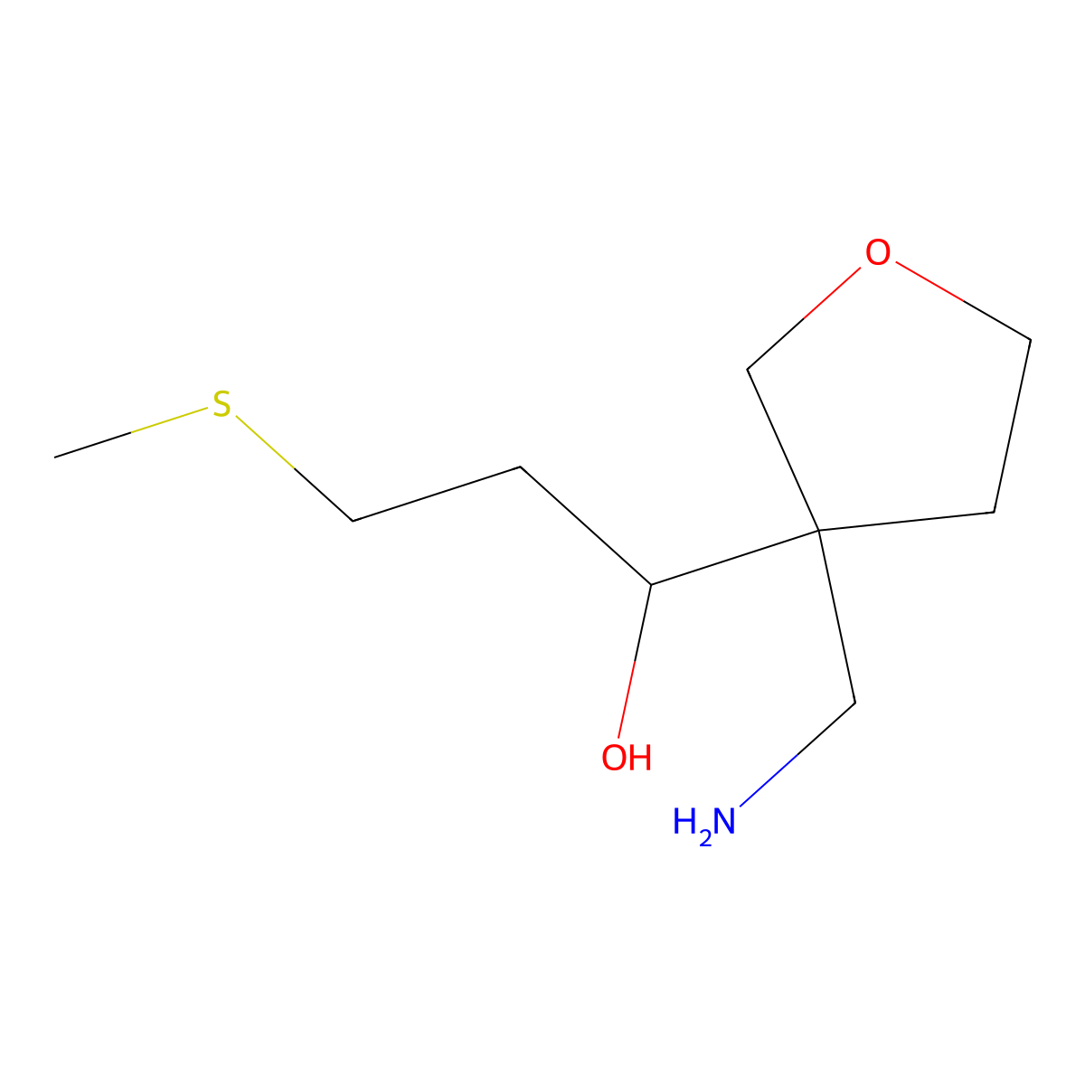 1-[3-(Aminomethyl)oxolan-3-yl]-3-(methylsulfanyl)propan-1-ol molecular structure, CAS 1531689-84-5