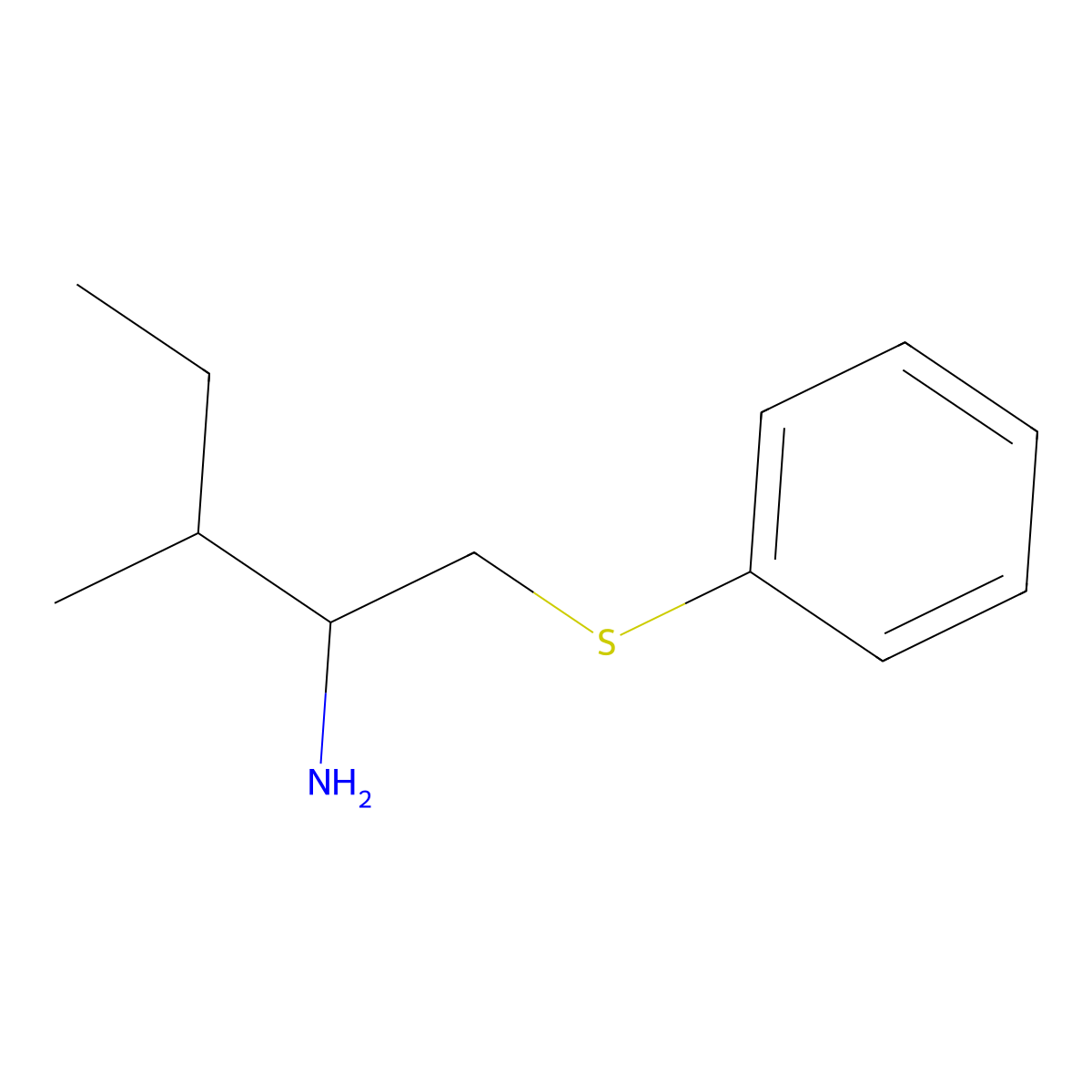 3-Methyl-1-(phenylthio)pentan-2-amine molecular structure, CAS 1531756-19-0