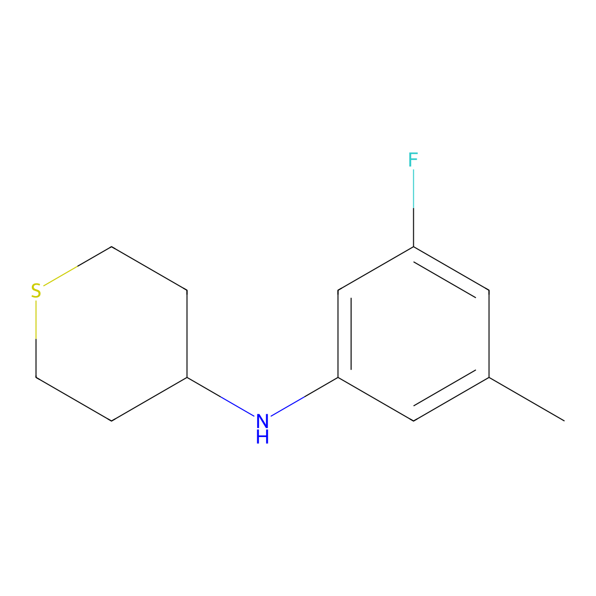 N-(3-Fluoro-5-methylphenyl)tetrahydro-2H-thiopyran-4-amine molecular structure, CAS 1531790-71-2
