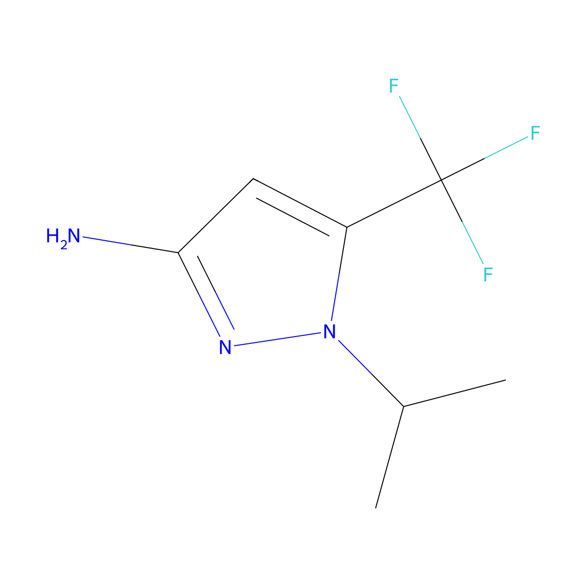 1-Isopropyl-5-(trifluoromethyl)-1H-pyrazol-3-amine molecular structure, CAS 1531800-50-6