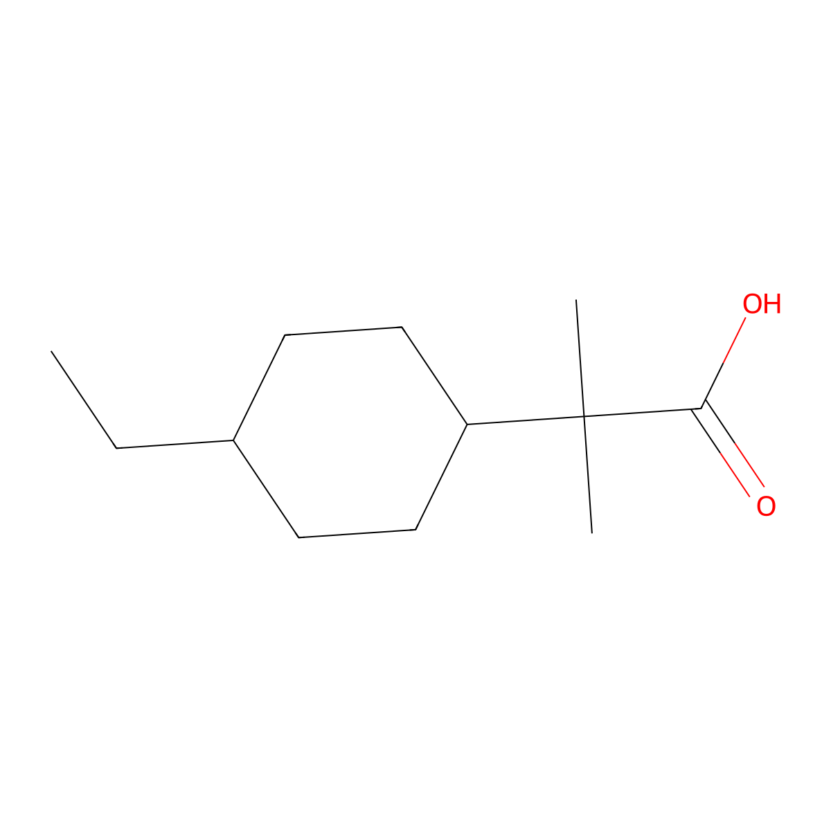 2-(4-Ethylcyclohexyl)-2-methylpropanoic acid molecular structure, CAS 1531833-16-5