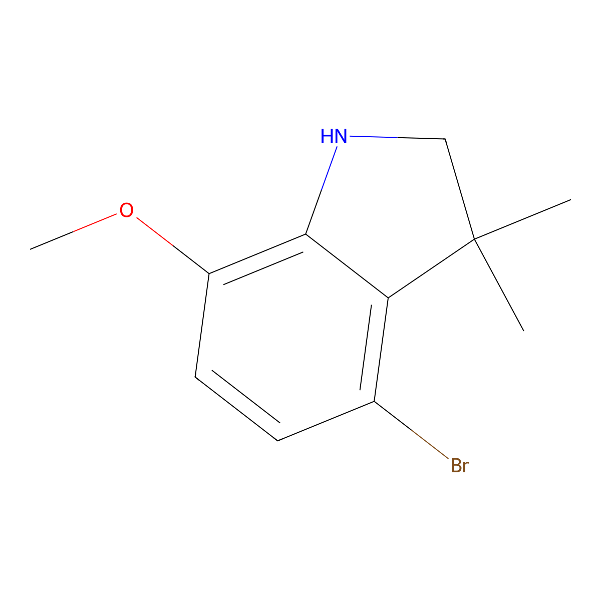 4-bromo-7-methoxy-3,3-dimethyl-2,3-dihydro-1H-indole molecular structure, CAS 1531844-07-1
