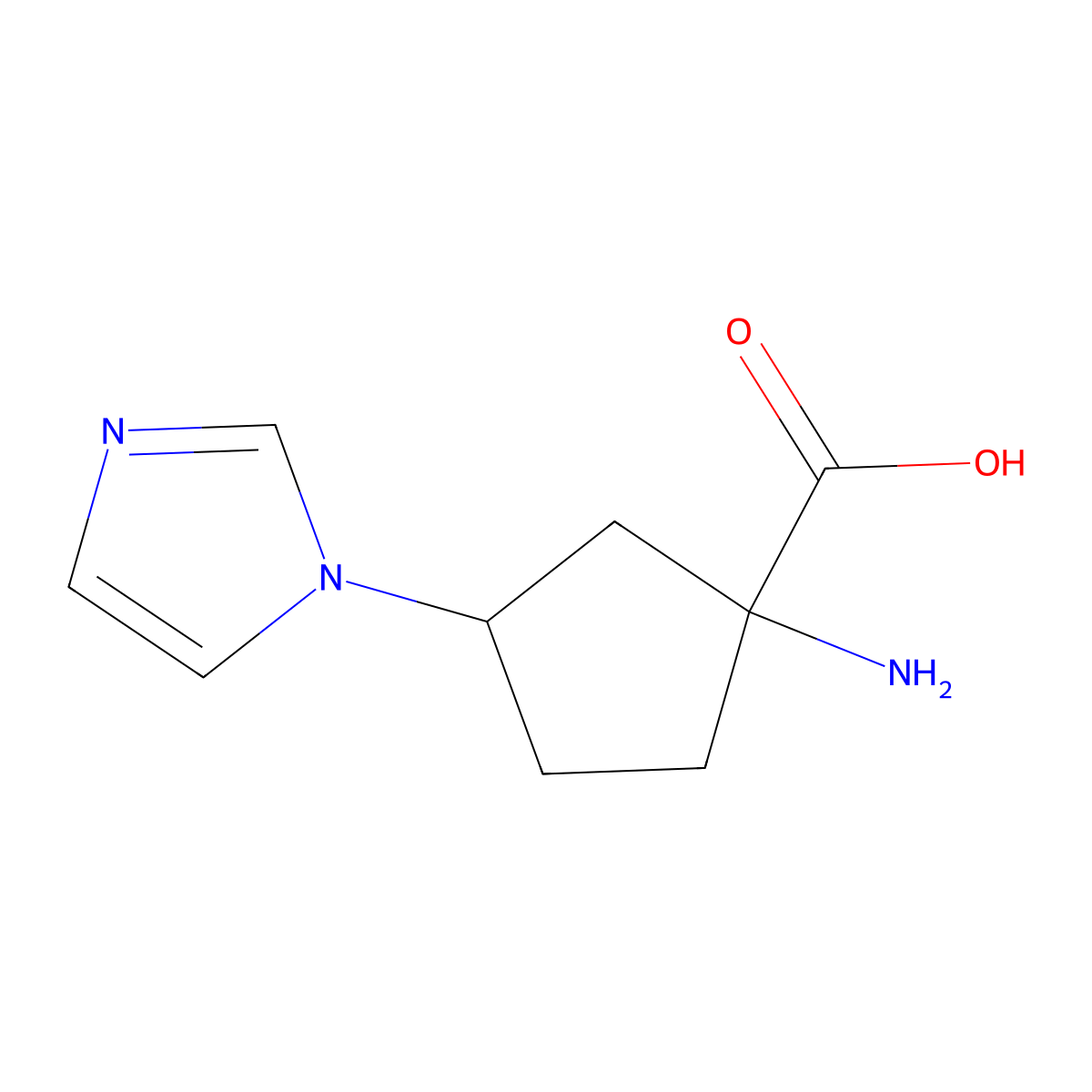 1-amino-3-(1H-imidazol-1-yl)cyclopentane-1-carboxylic acid molecular structure, CAS 1531853-08-3