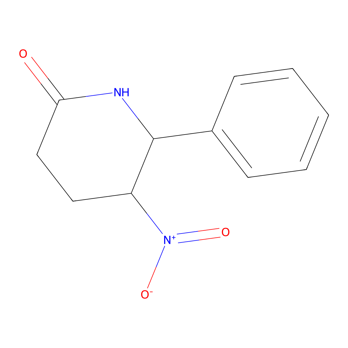 2-Piperidinone, 5-nitro-6-phenyl-, trans- molecular structure, CAS 153186-64-2
