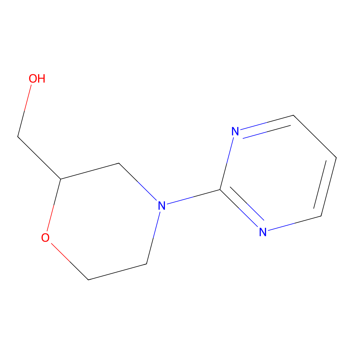 (4-(Pyrimidin-2-yl)morpholin-2-yl)methanol molecular structure, CAS 1531892-10-0