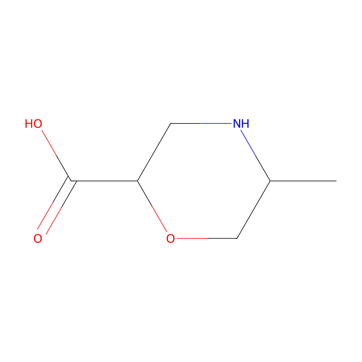 5-Methylmorpholine-2-carboxylic acid molecular structure, CAS 1531930-93-4