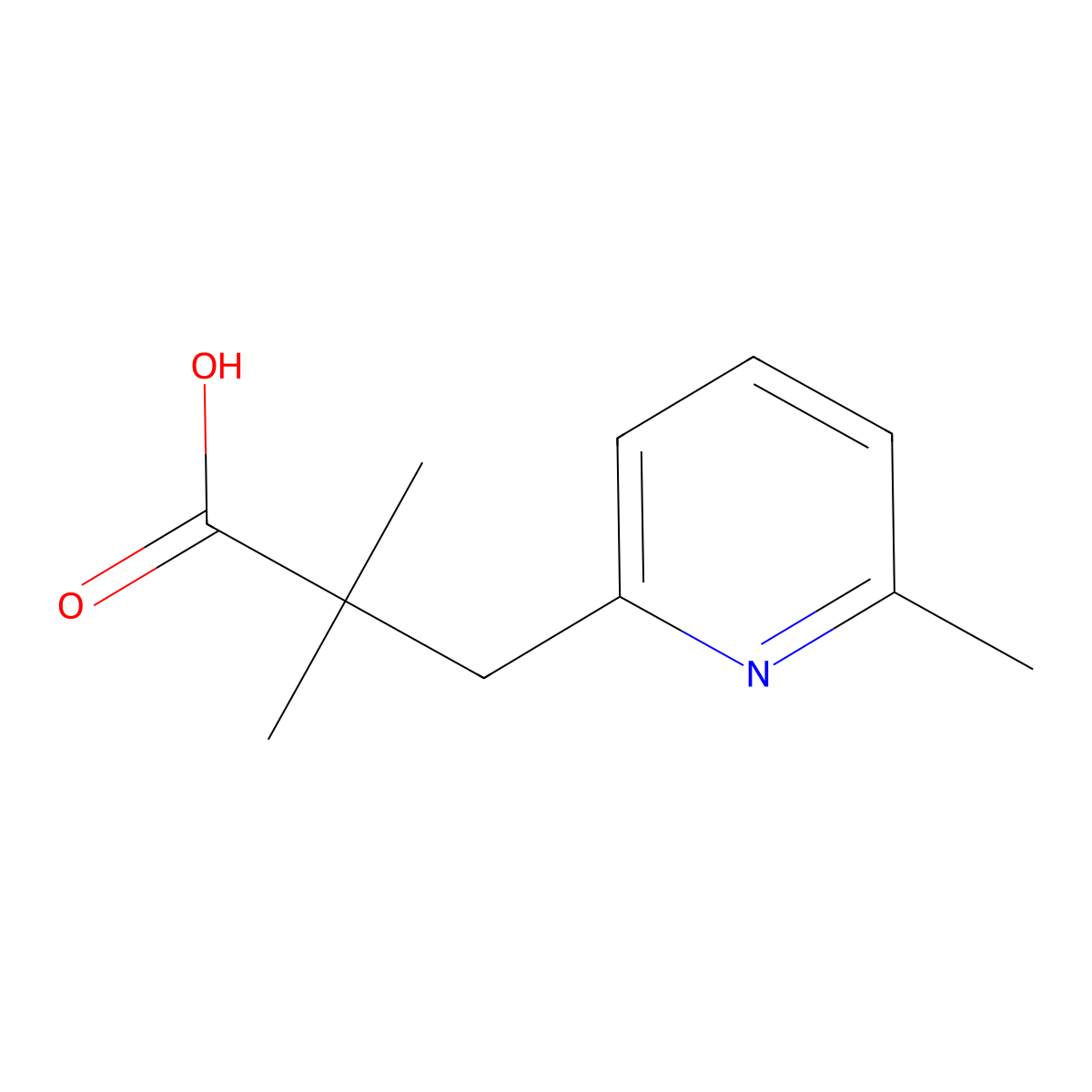 2,2-Dimethyl-3-(6-methylpyridin-2-yl)propanoic acid molecular structure, CAS 1531949-87-7
