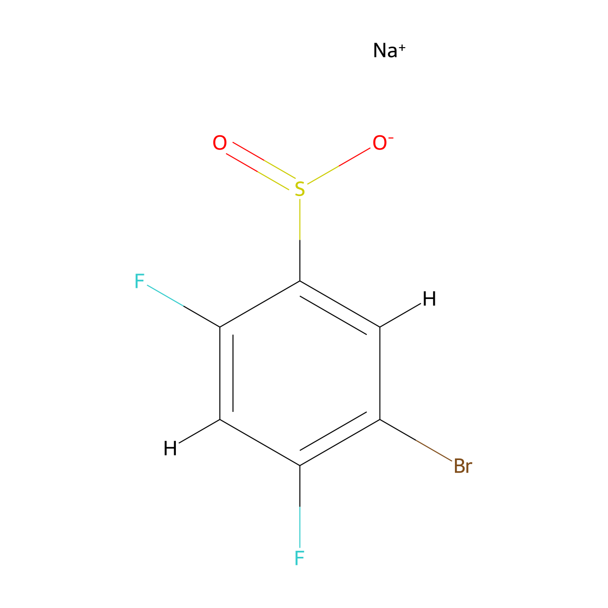 Sodium 5-bromo-2,4-difluorobenzene-1-sulfinate molecular structure, CAS 1531952-17-6