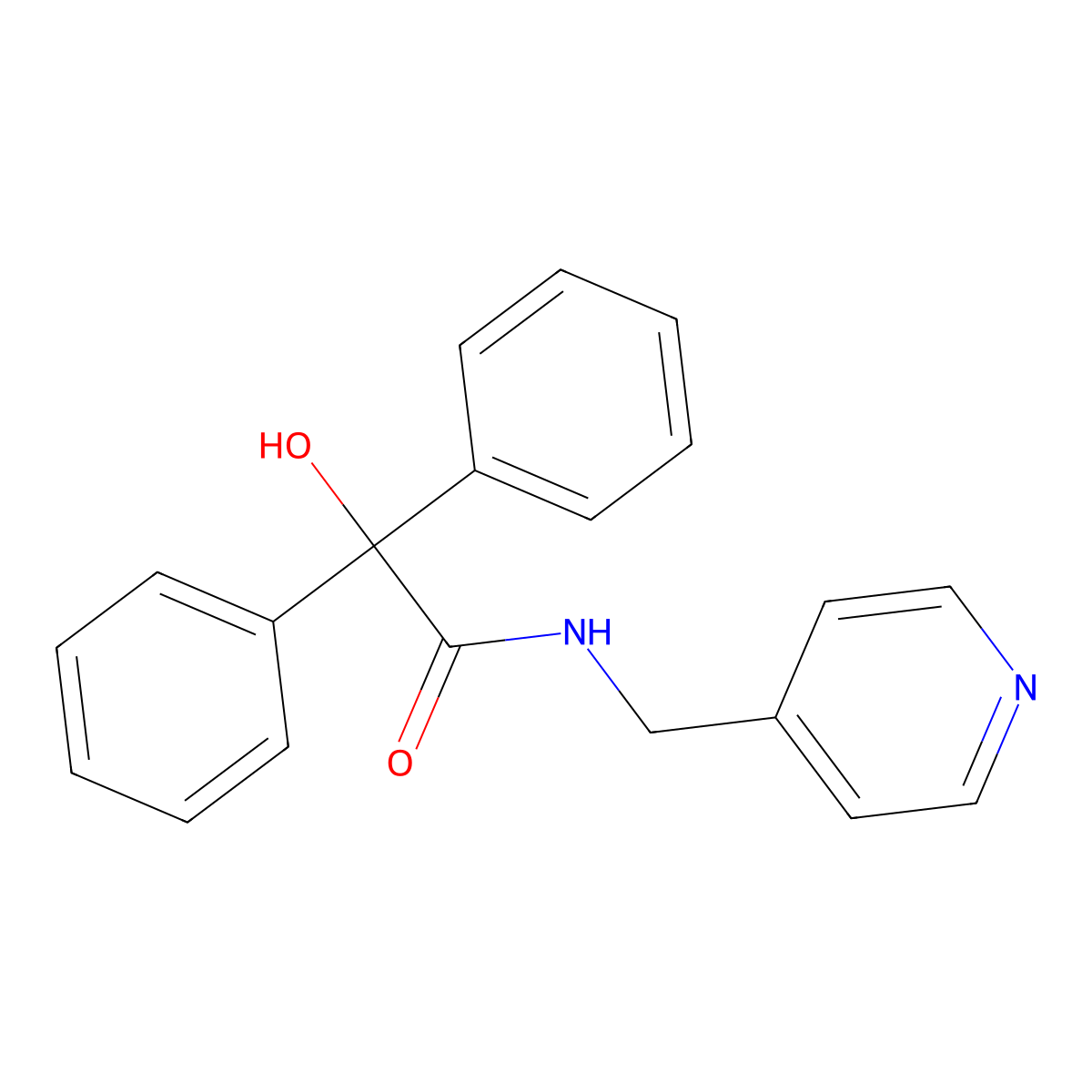 2-hydroxy-2,2-diphenyl-N-(pyridin-4-ylmethyl)acetamide molecular structure, CAS 153196-41-9