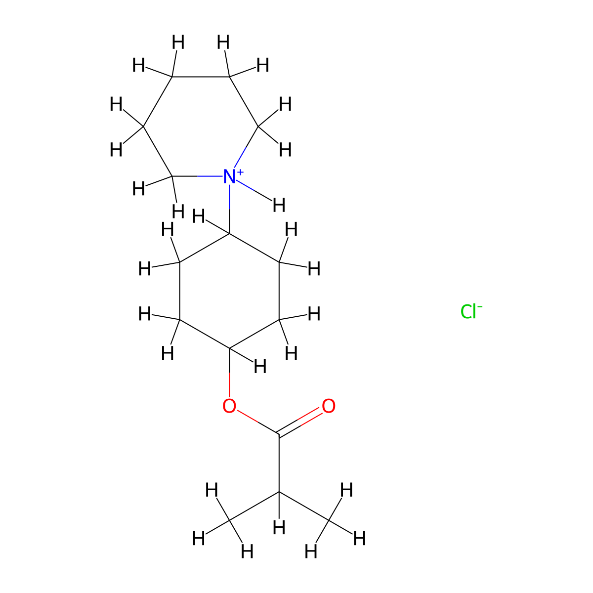 Isobutyric acid, 4-piperidinocyclohexyl ester, hydrochloride molecular structure, CAS 1532-01-0