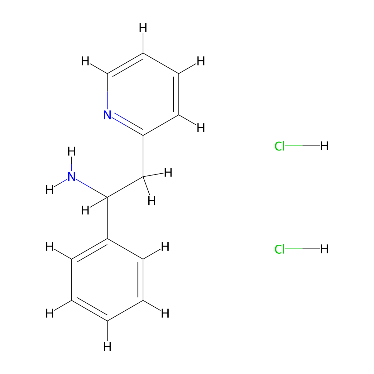 1-Phenyl-2-(pyridin-2-yl)ethan-1-amine dihydrochloride molecular structure, CAS 153200-70-5