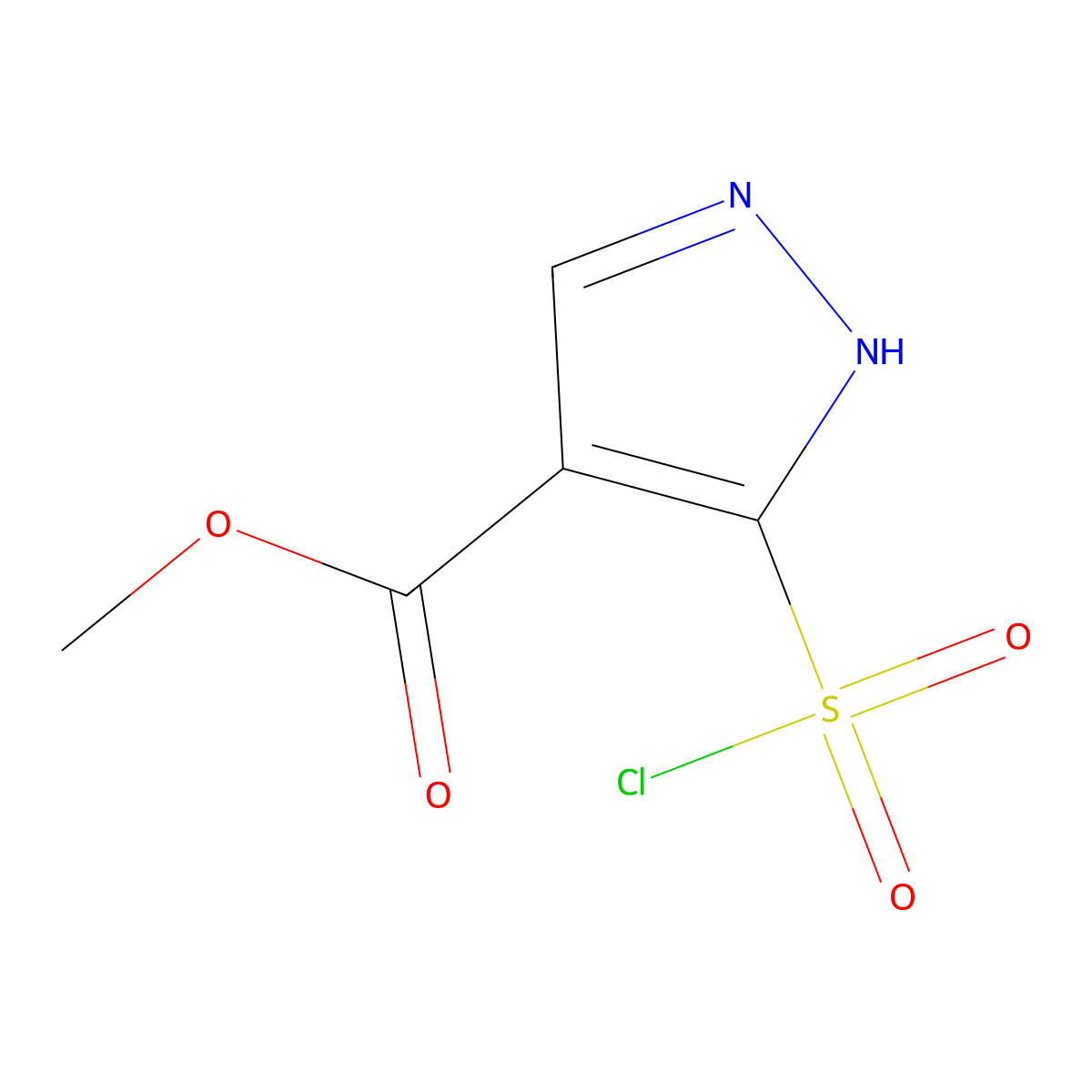 methyl 5-(chlorosulfonyl)-1H-pyrazole-4-carboxylate molecular structure, CAS 1532000-54-6