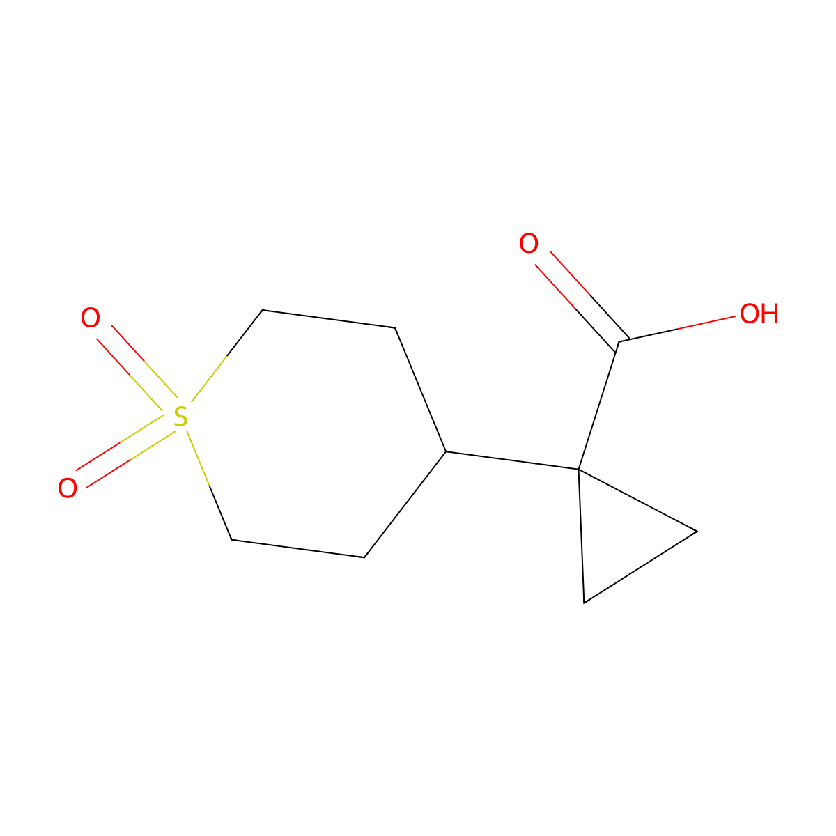 1-(1,1-Dioxo-1lambda6-thian-4-yl)cyclopropane-1-carboxylic acid molecular structure, CAS 1532013-91-4