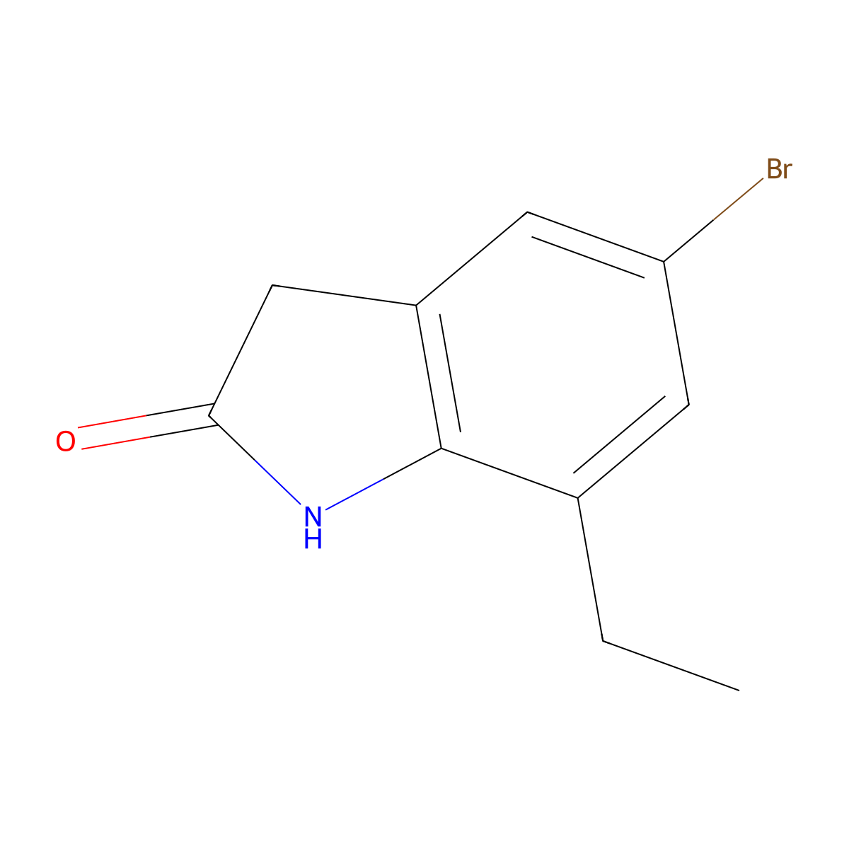 5-bromo-7-ethyl-2,3-dihydro-1H-indol-2-one molecular structure, CAS 1532015-60-3