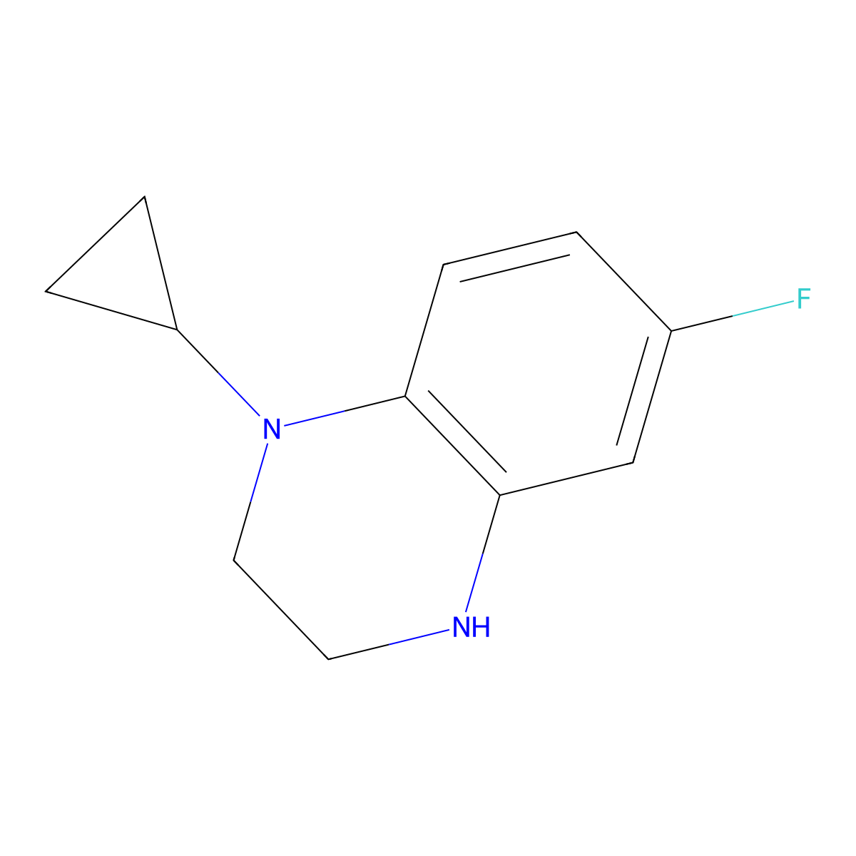 1-Cyclopropyl-6-fluoro-1,2,3,4-tetrahydroquinoxaline molecular structure, CAS 1532041-28-3