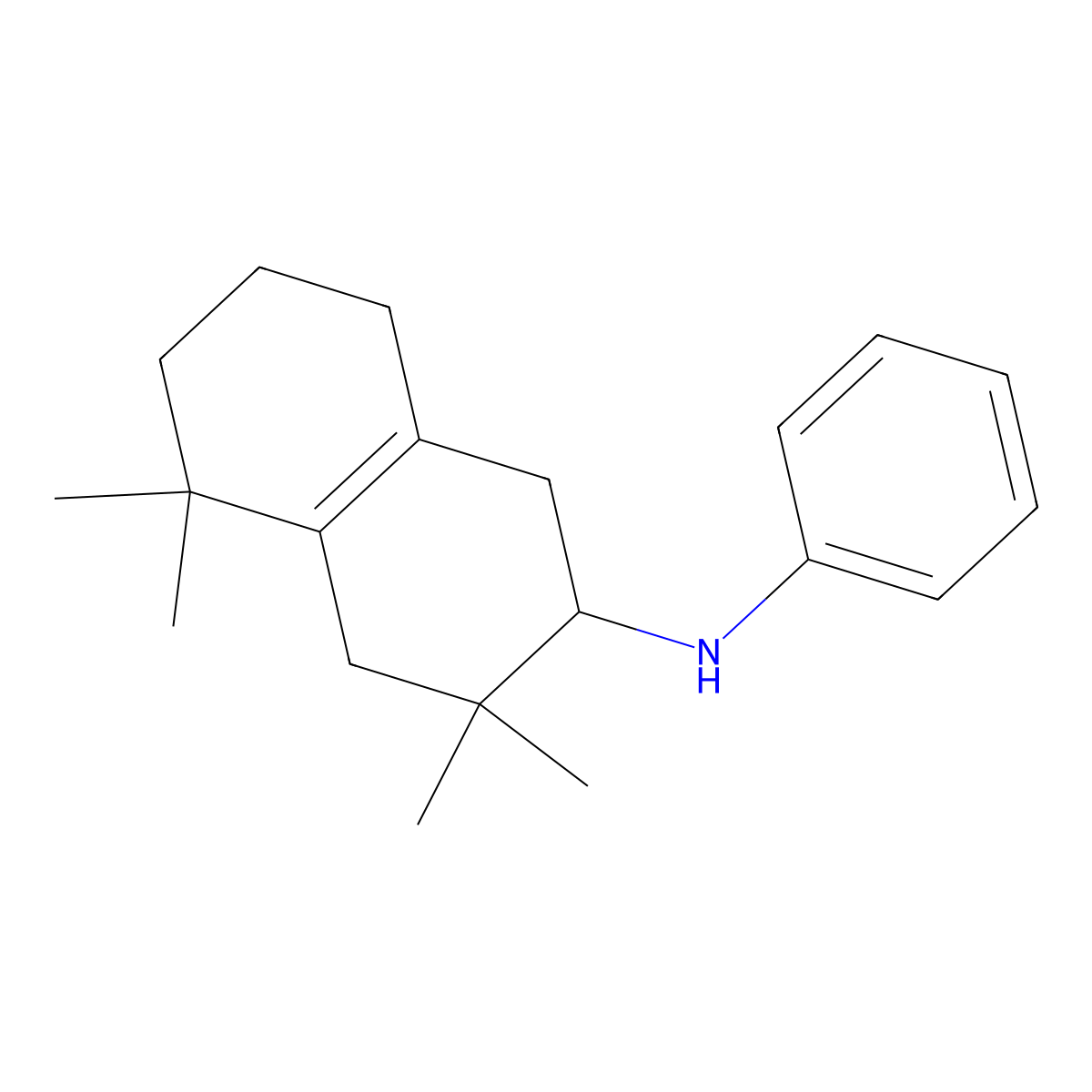 3,3,5,5-tetramethyl-N-phenyl-1,2,4,6,7,8-hexahydronaphthalen-2-amine molecular structure, CAS 153205-17-5