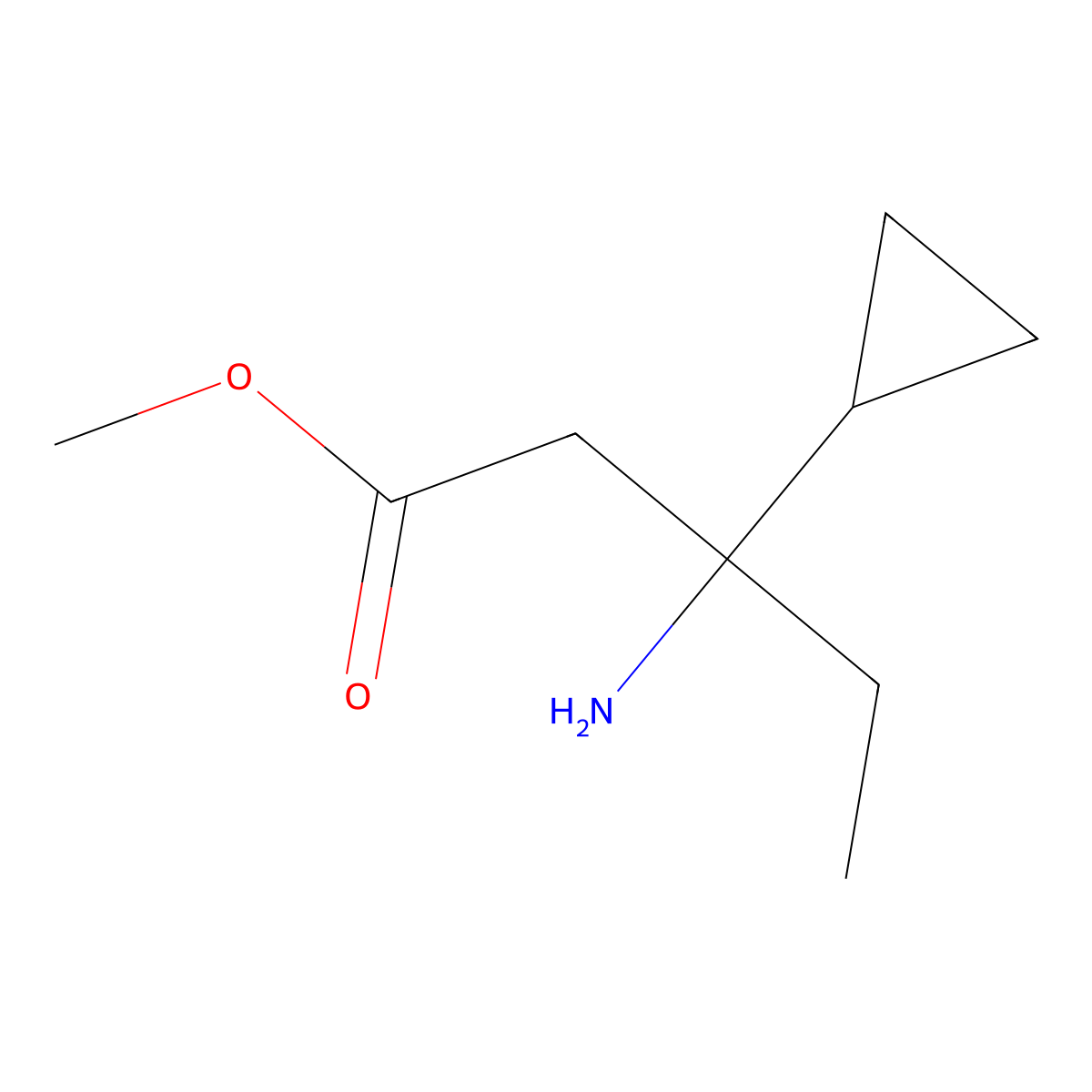 Methyl 3-amino-3-cyclopropylpentanoate molecular structure, CAS 1532058-58-4