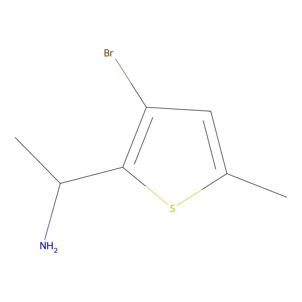 1-(3-Bromo-5-methylthiophen-2-yl)ethan-1-amine molecular structure, CAS 1532059-90-7