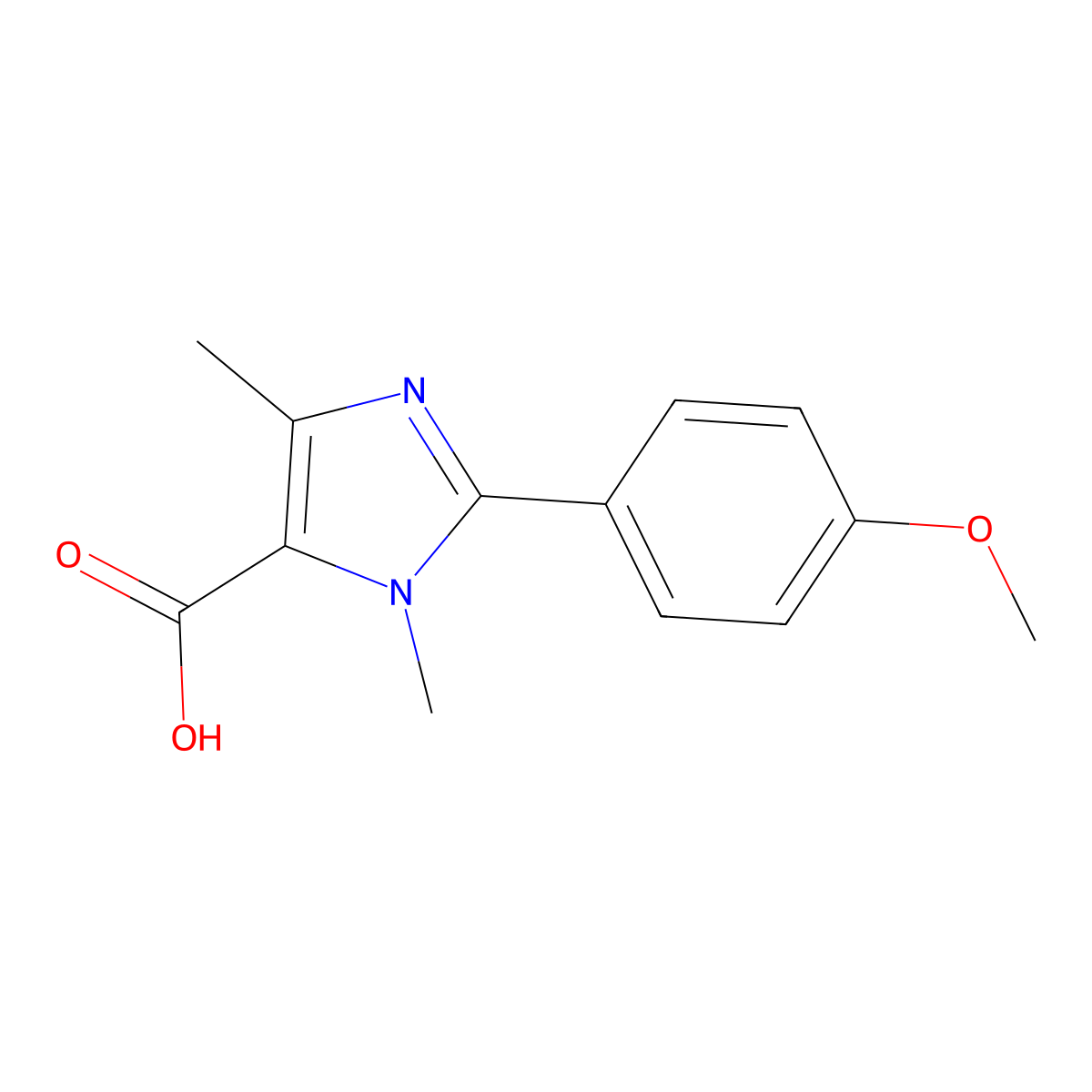 2-(4-methoxyphenyl)-1,4-dimethyl-1H-imidazole-5-carboxylic acid molecular structure, CAS 1532077-88-5